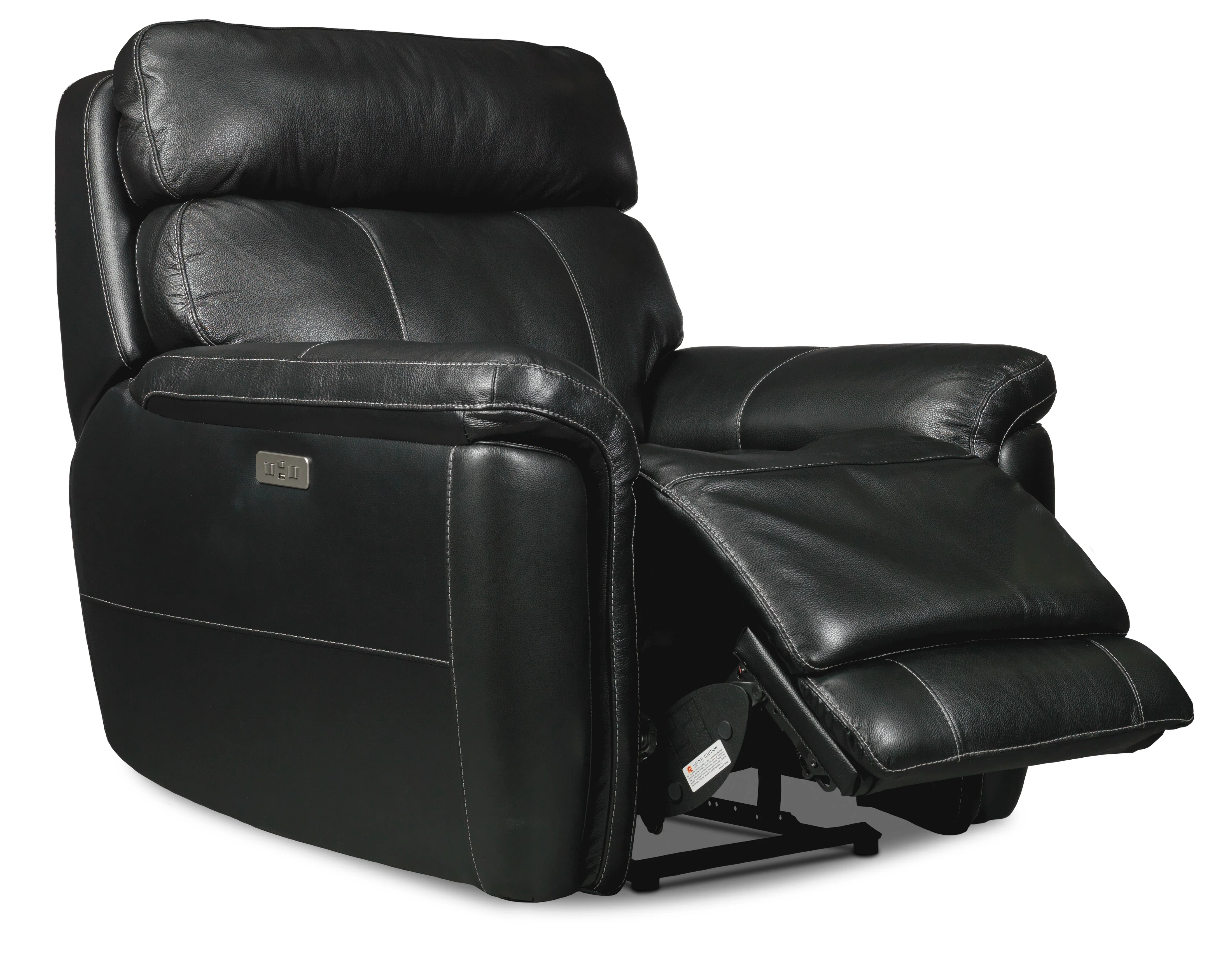 Stallion Leather Dual Power Reclining Sofa and Chair Set - Midnight Black - Image 3