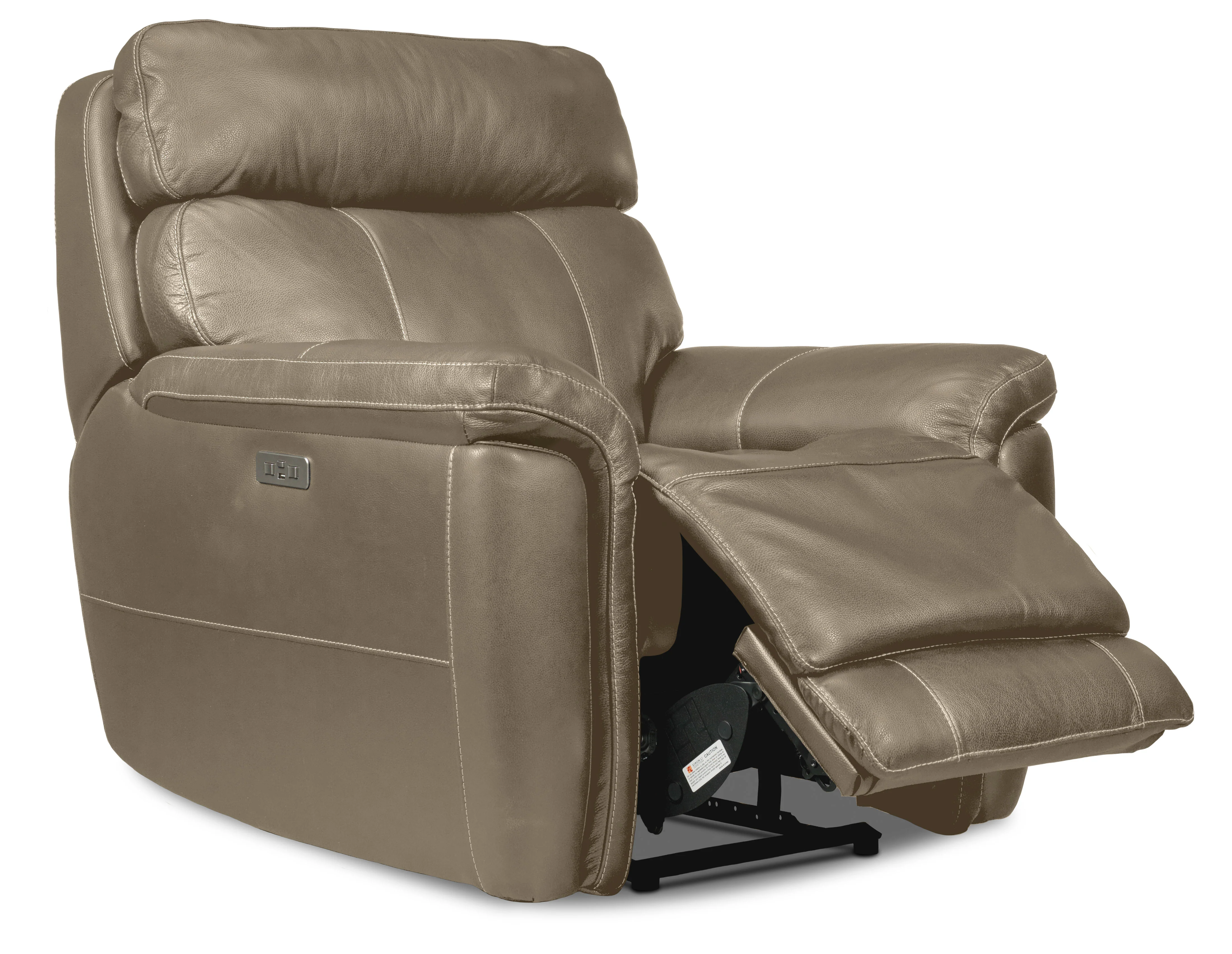 Stallion Leather Dual Power Reclining Sofa and Chair Set - Pebble - Image 3