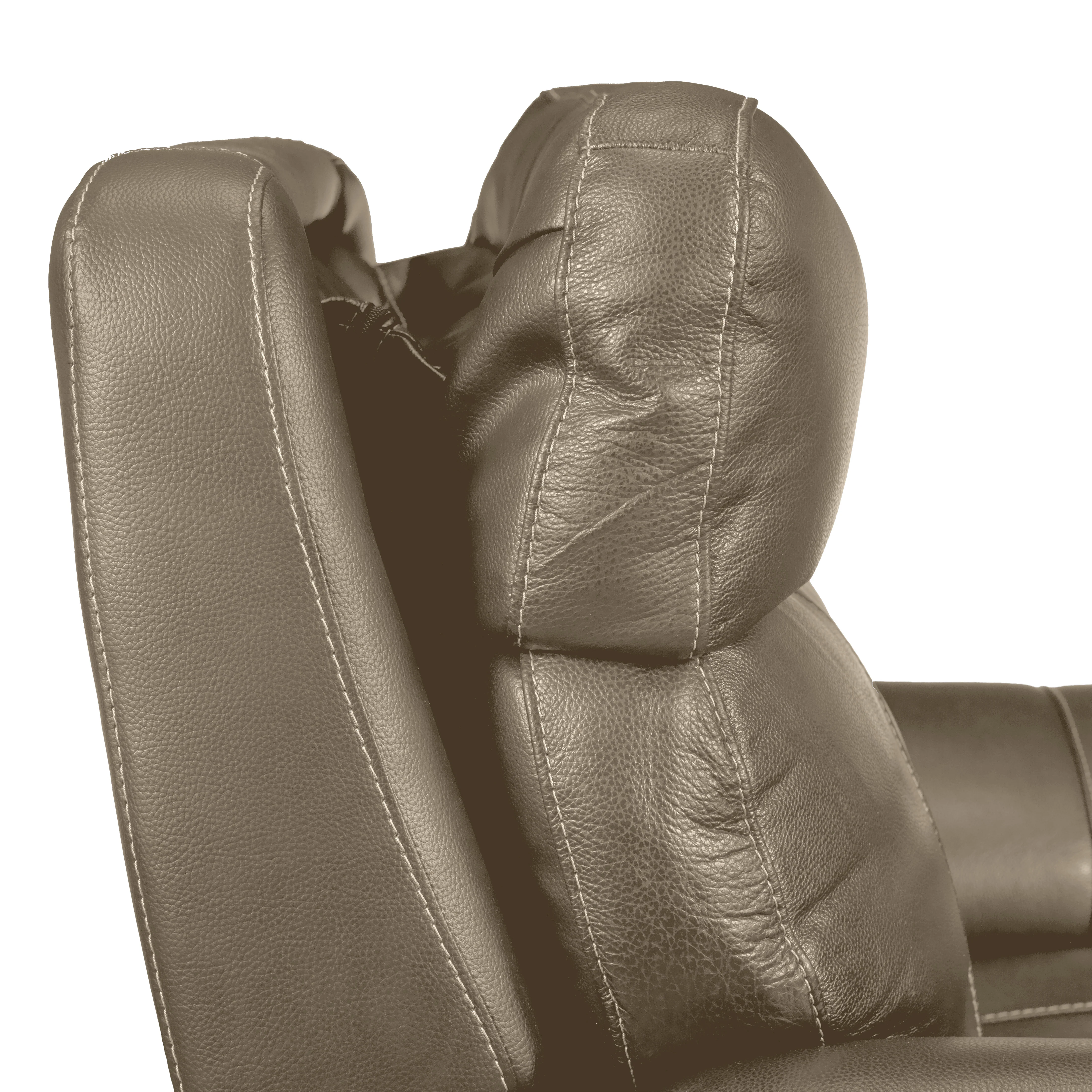 Stallion Leather Dual Power Reclining Sofa and Chair Set - Pebble - Image 4