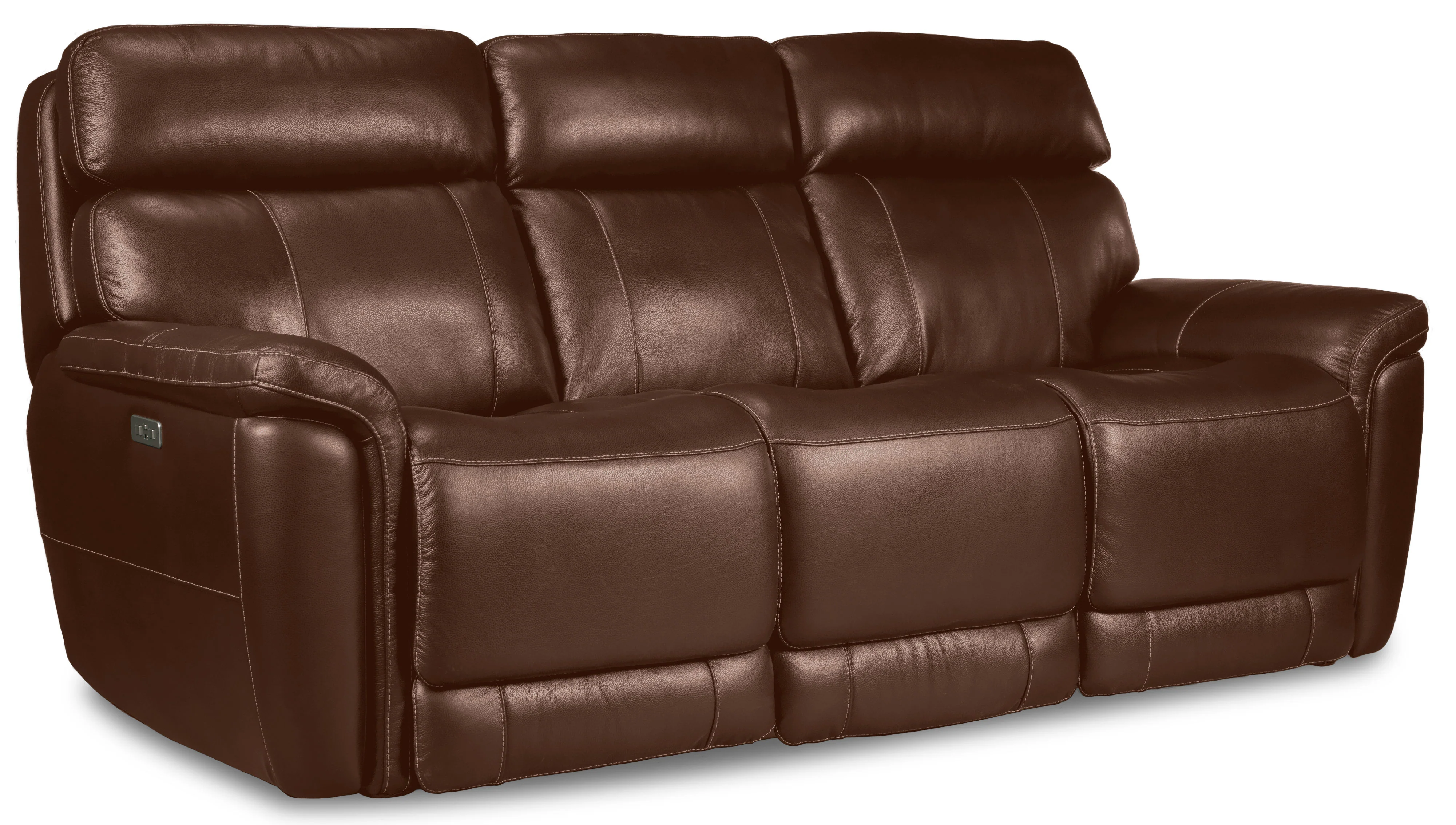 Stallion Leather Dual Power Reclining Sofa - Chestnut - Image 2
