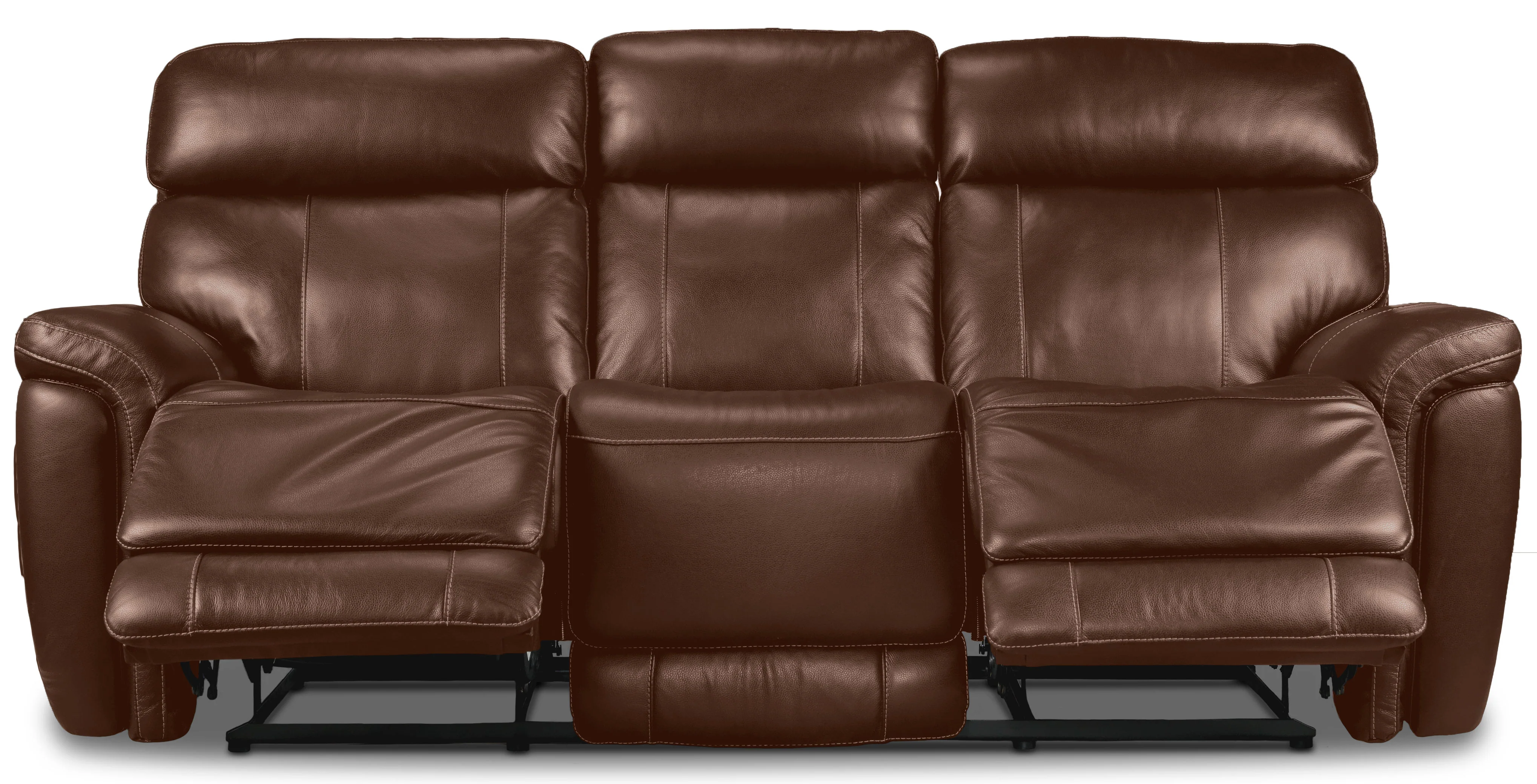 Stallion Leather Dual Power Reclining Sofa - Chestnut - Image 4