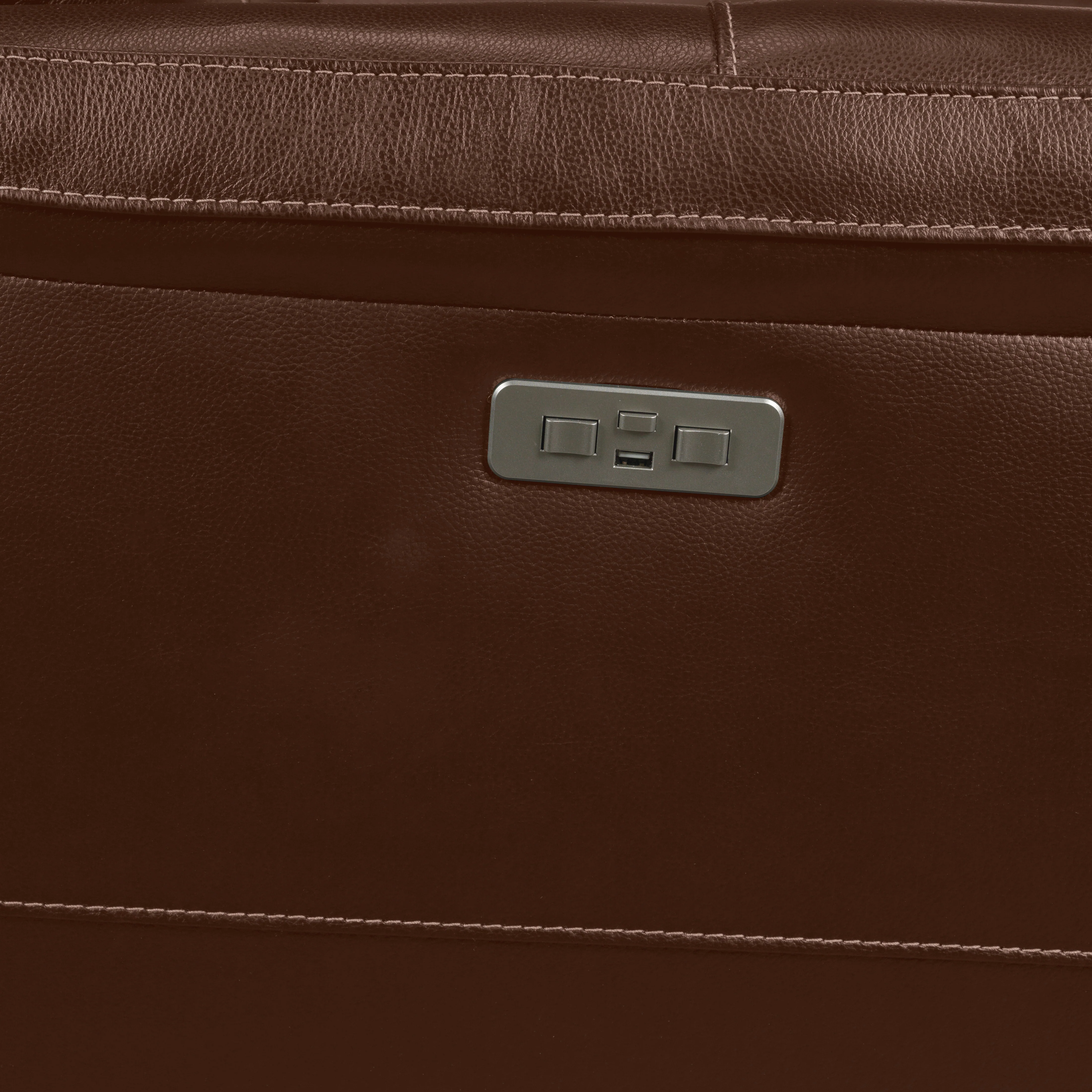 Stallion Leather Dual Power Reclining Sofa - Chestnut - Image 6