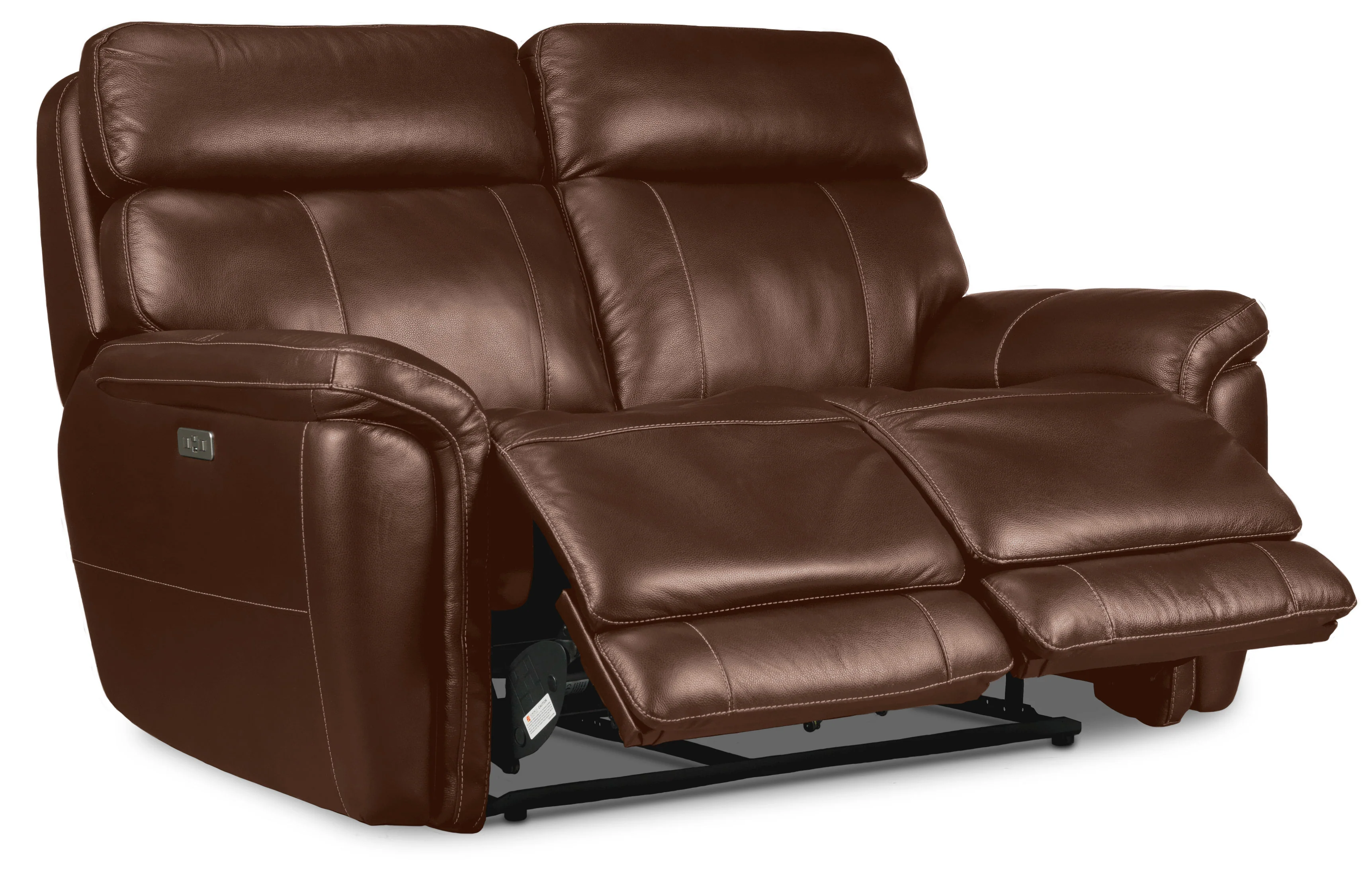 Stallion Leather Dual Power Reclining Sofa, Loveseat and Chair Set - Chestnut - Image 3