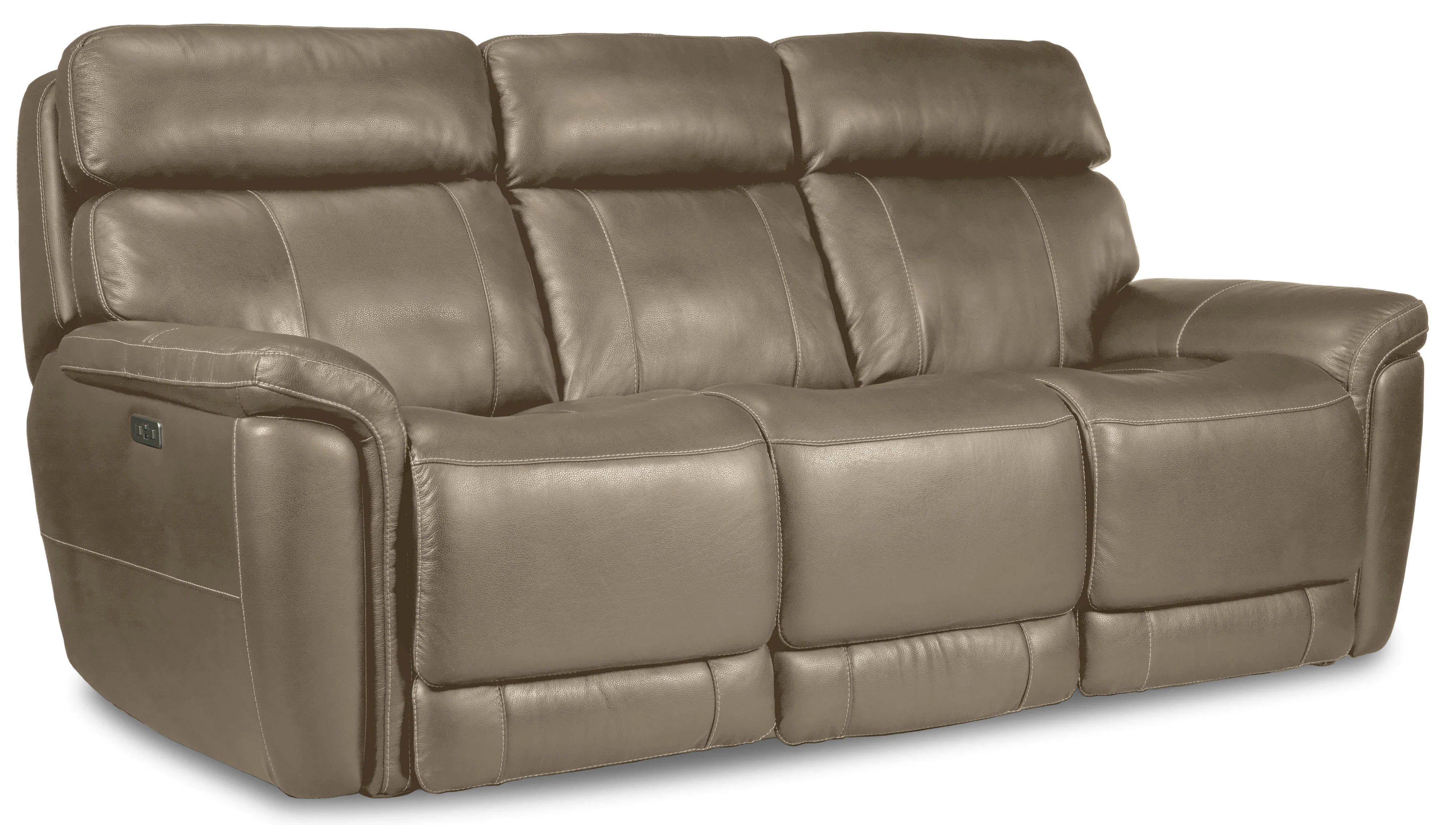 Stallion Leather Dual Power Reclining Sofa - Pebble - Image 2