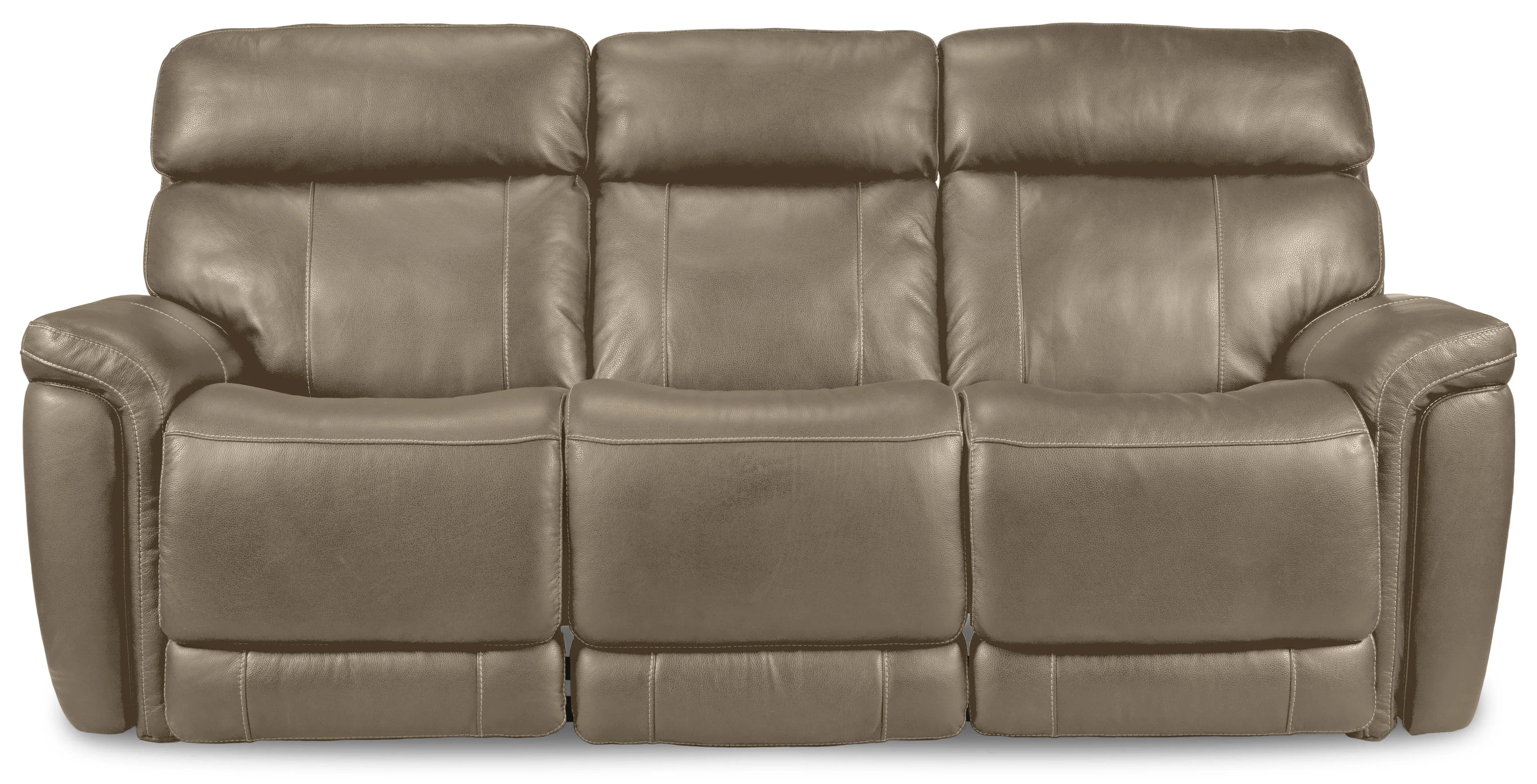 Stallion Leather Dual Power Reclining Sofa - Pebble - Image 3