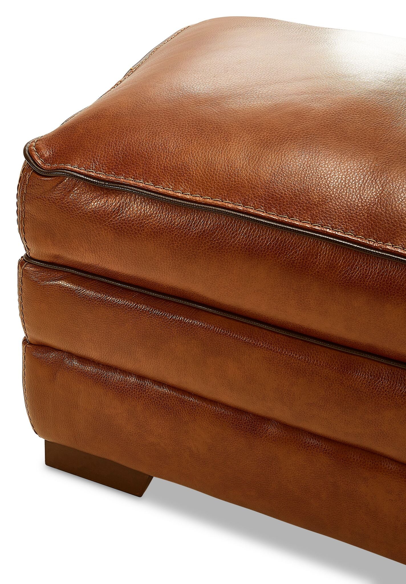 Stampede Leather Ottoman - Chestnut - Image 4