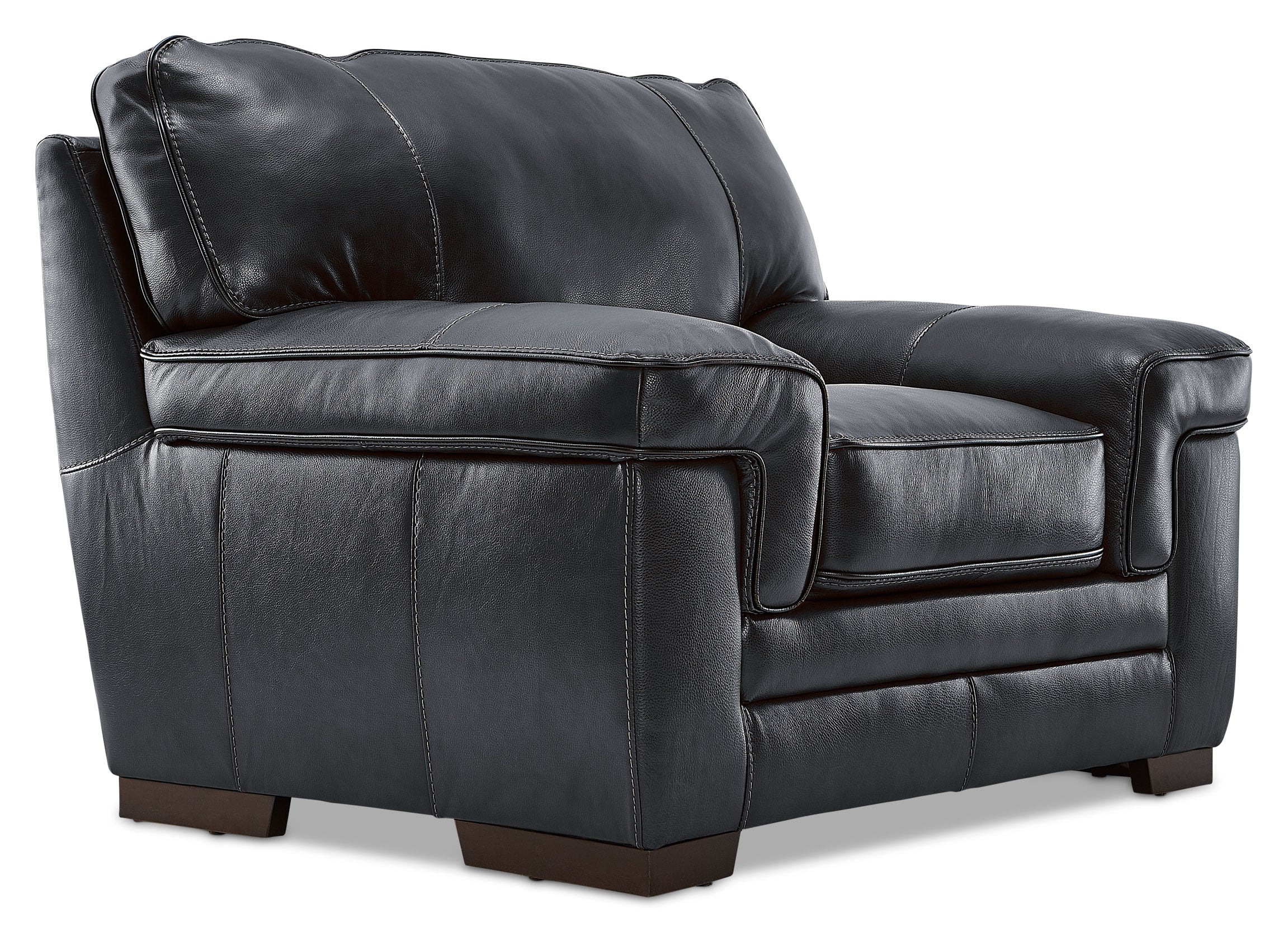 Stampede Leather Sofa and Chair Set - Charcoal - Image 3