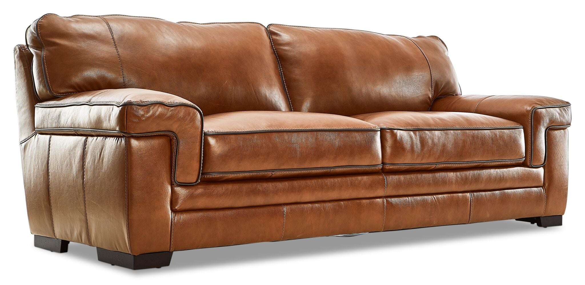 Stampede Leather Sofa and Chair Set - Chestnut - Image 3