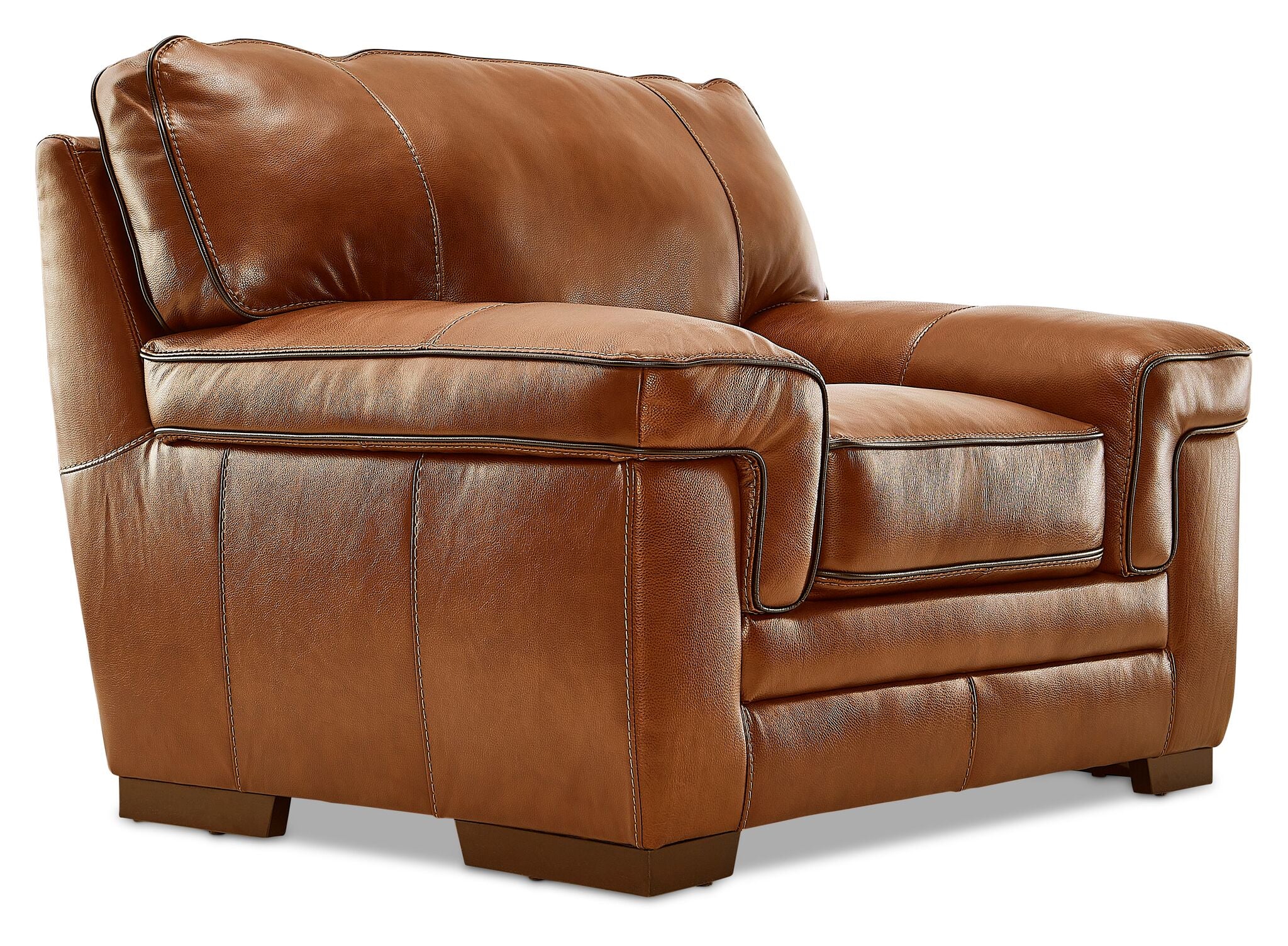 Stampede Leather Sofa and Chair Set - Chestnut - Image 4