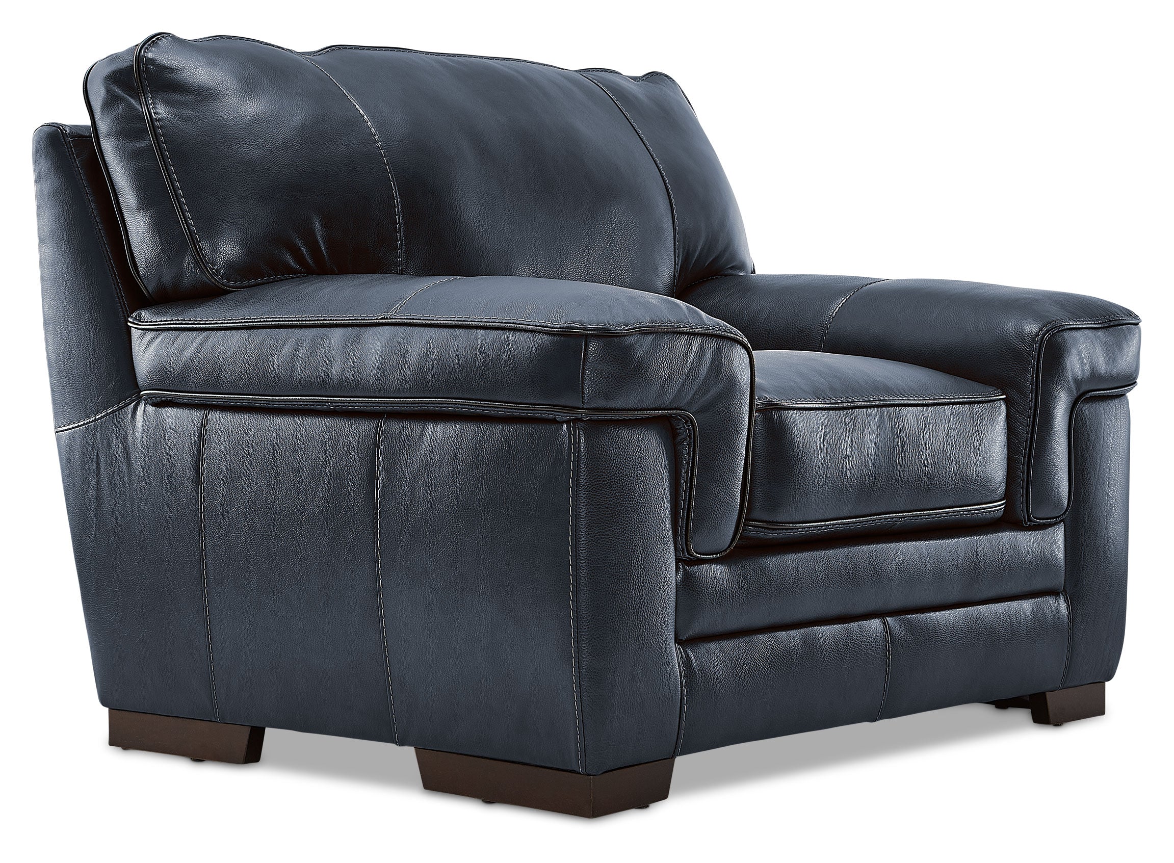 Stampede Leather Sofa and Chair Set - Cobalt - Image 3