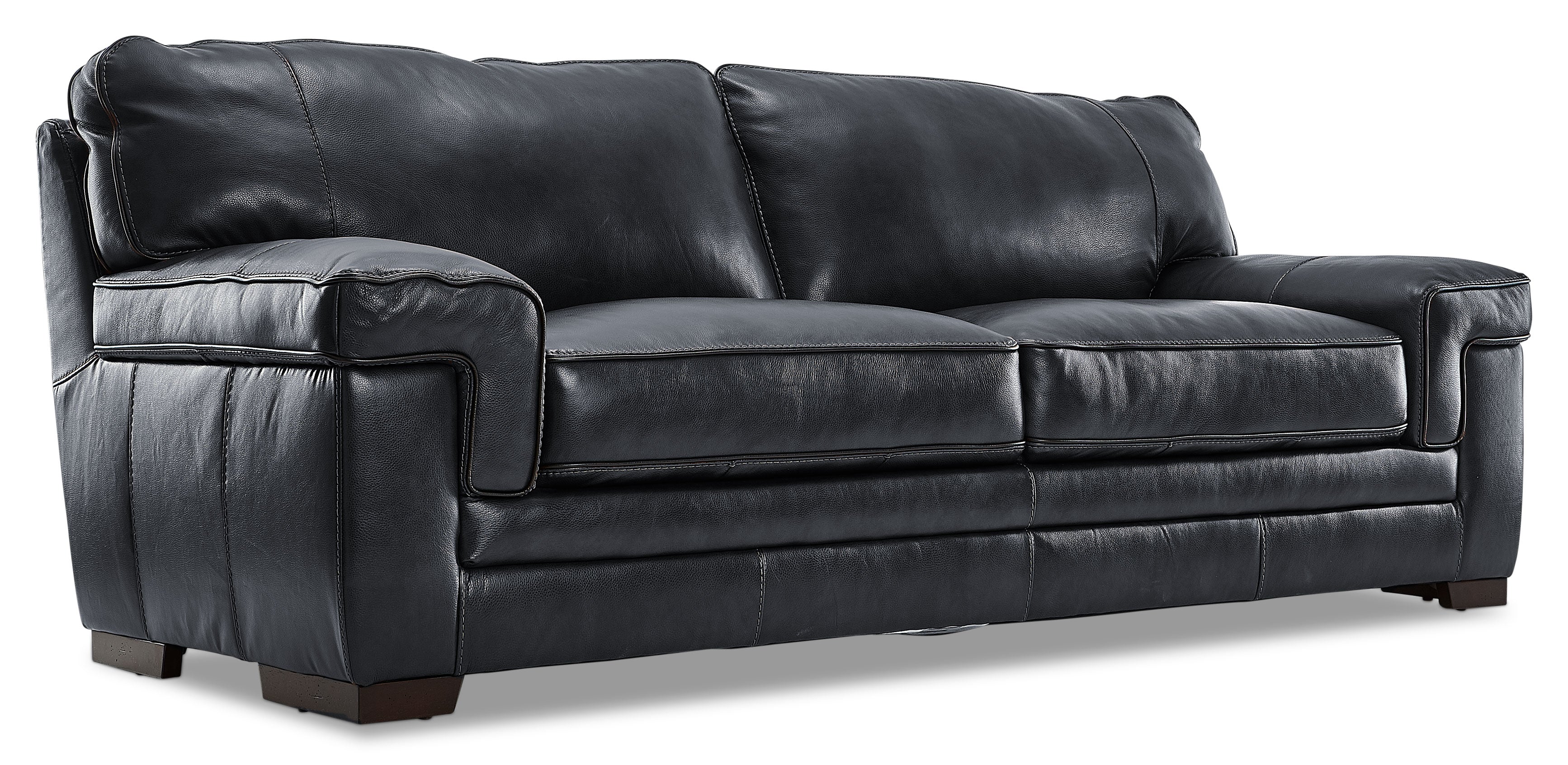Stampede Leather Sofa and Loveseat Set - Charcoal - Image 2