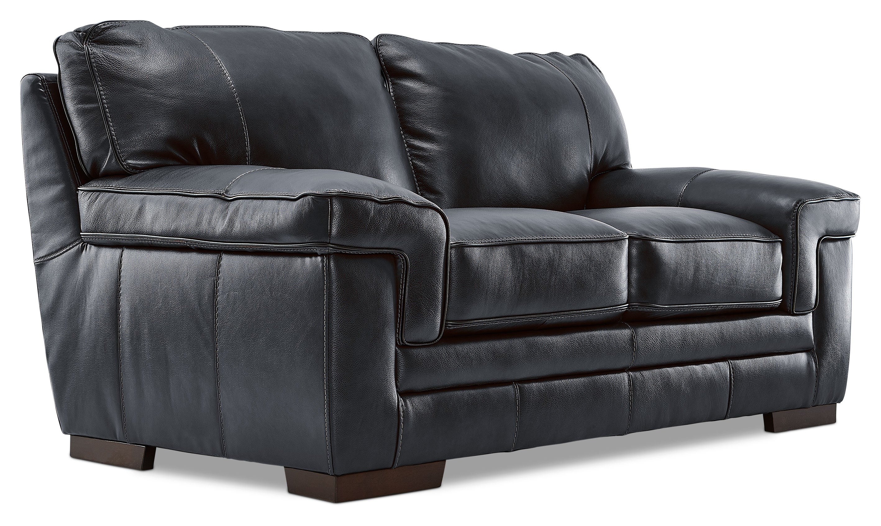 Stampede Leather Sofa and Loveseat Set - Charcoal - Image 3