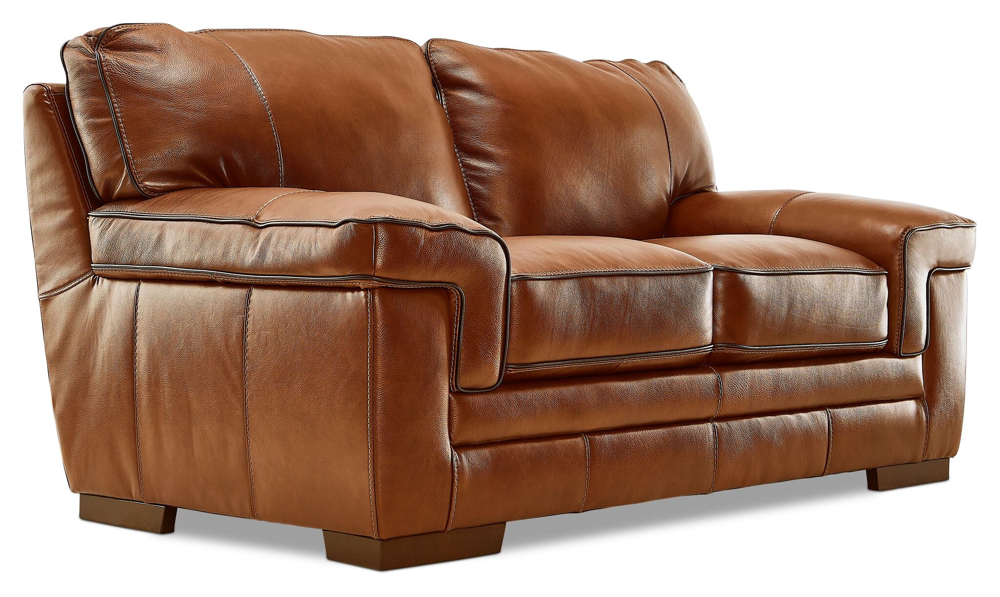 Stampede Leather Sofa and Loveseat Set - Chestnut - Image 3