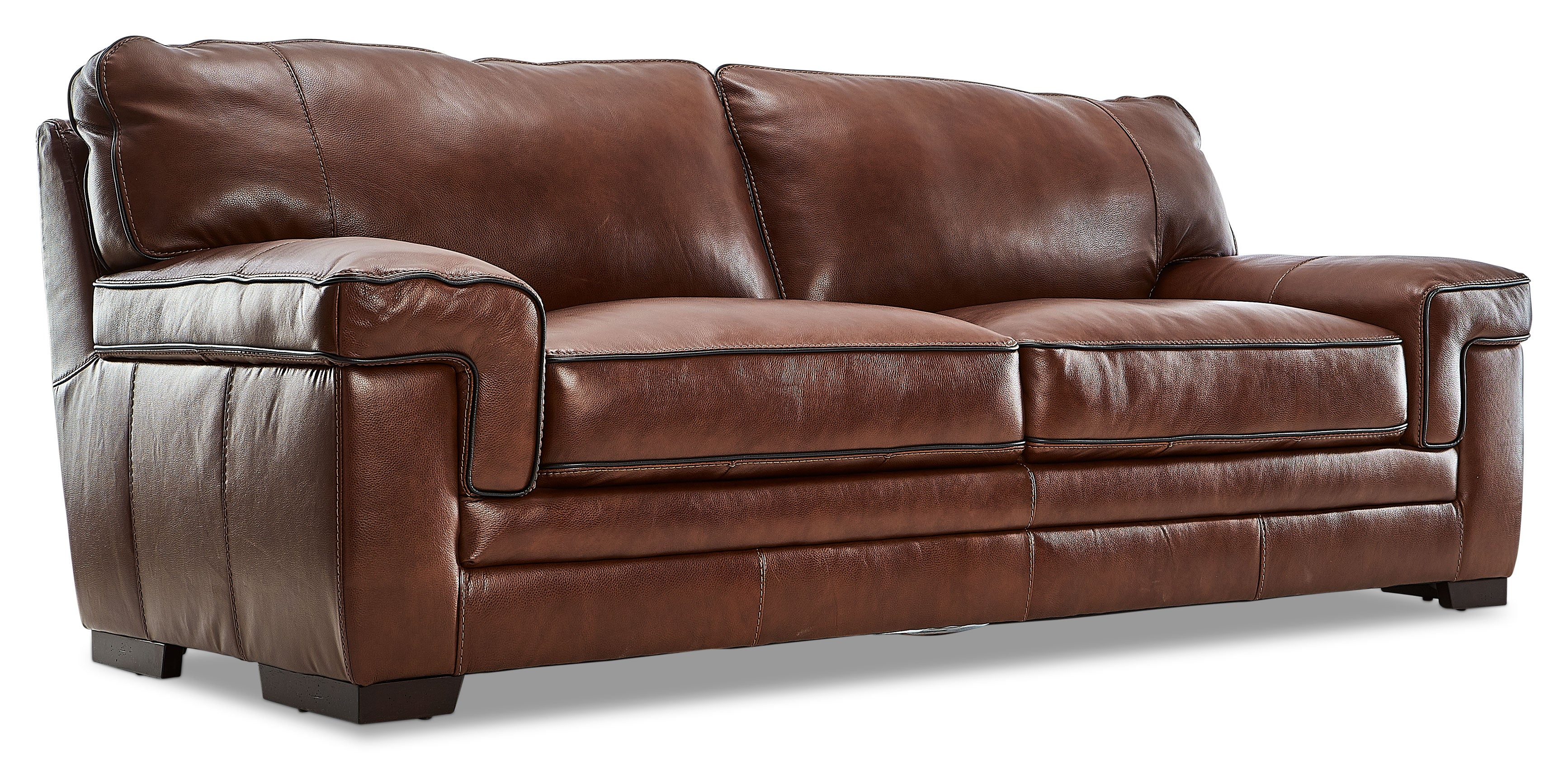Stampede Leather Sofa and Loveseat Set - Cognac - Image 2