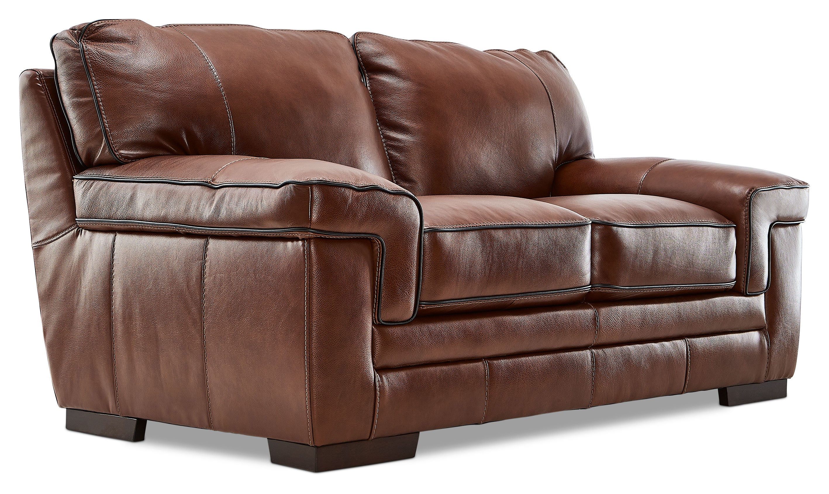 Stampede Leather Sofa and Loveseat Set - Cognac - Image 3