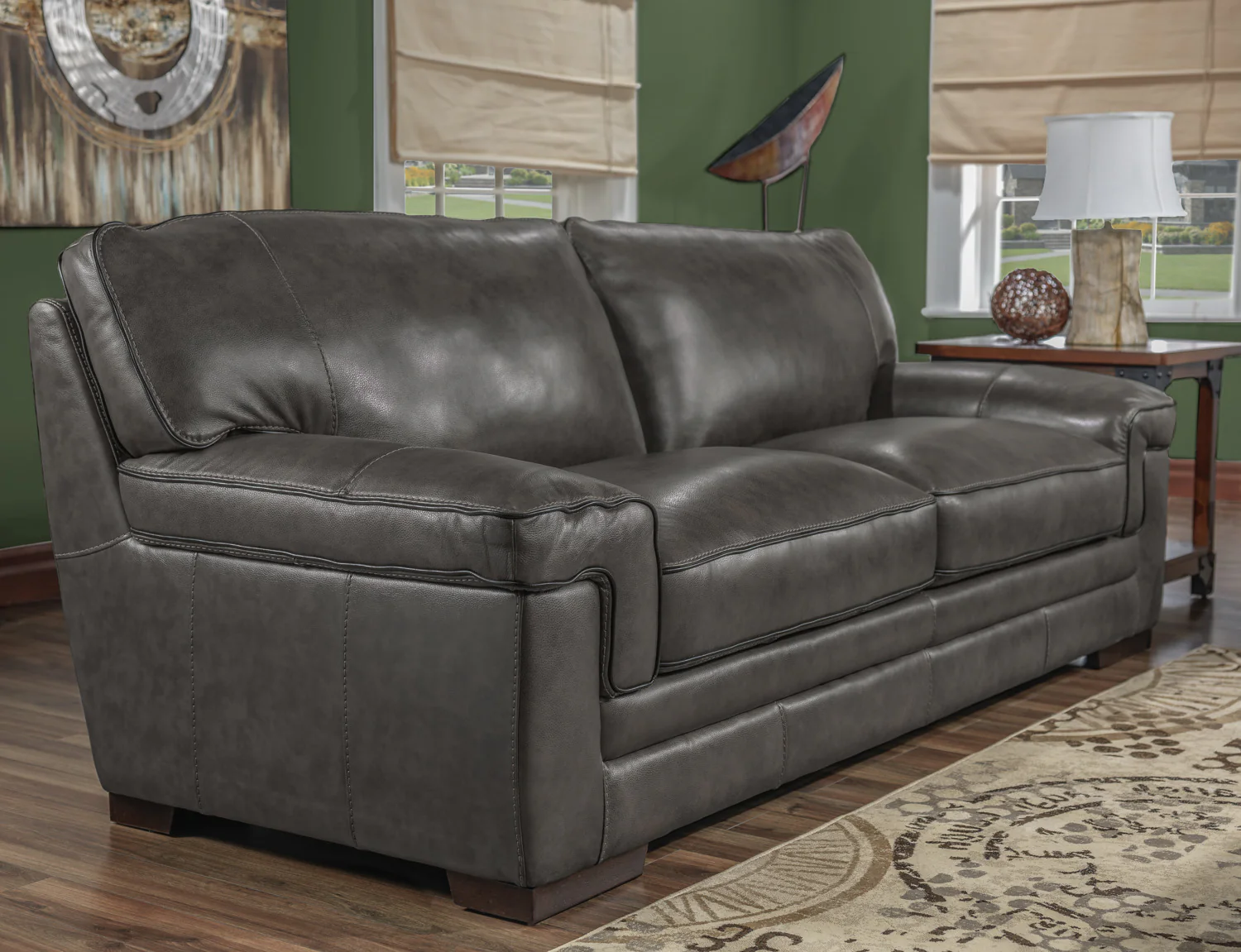 Stampede Leather Sofa - Charcoal - Image 3