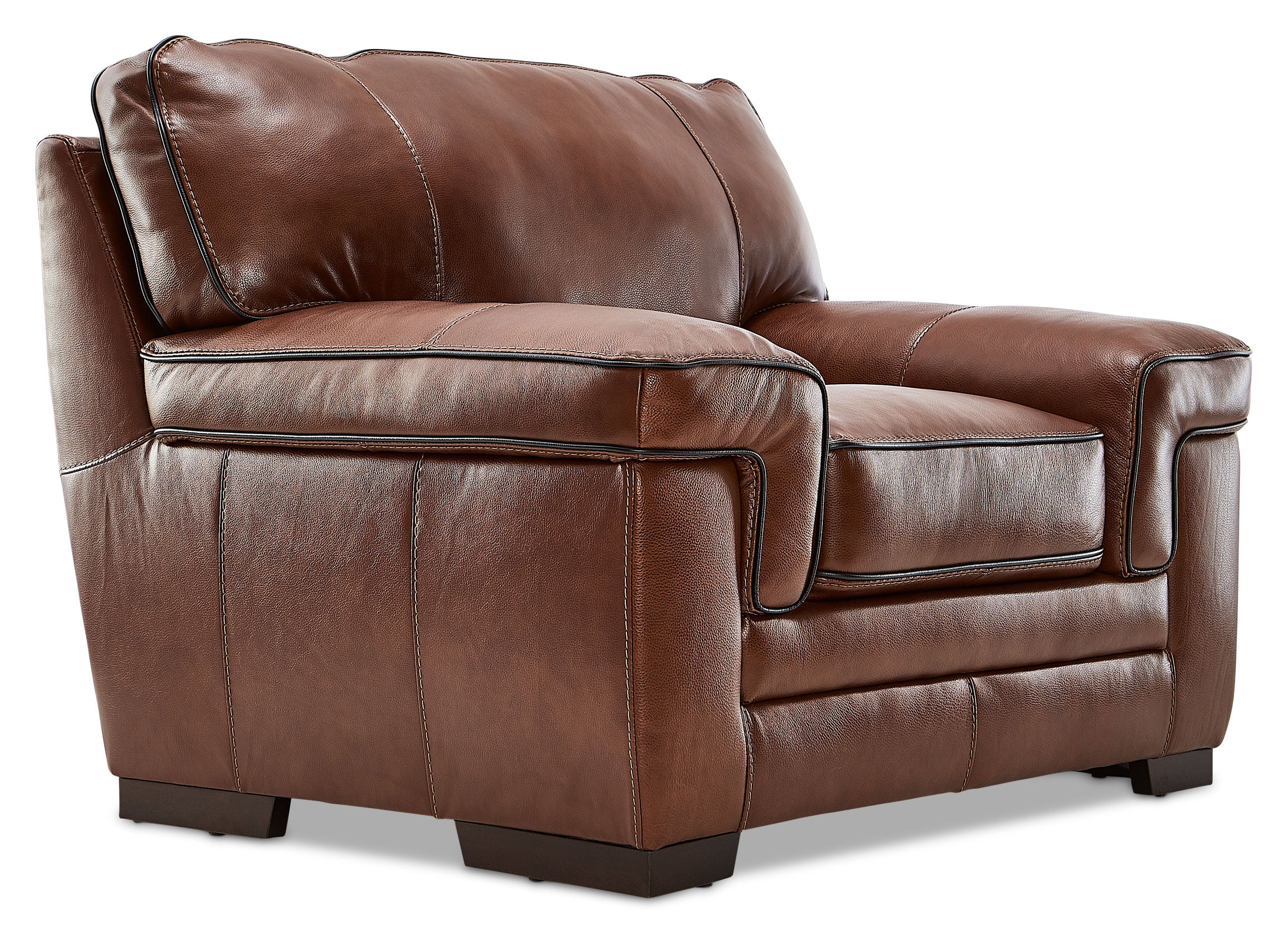 Stampede Leather Sofa, Loveseat and Chair Set - Cognac - Image 4
