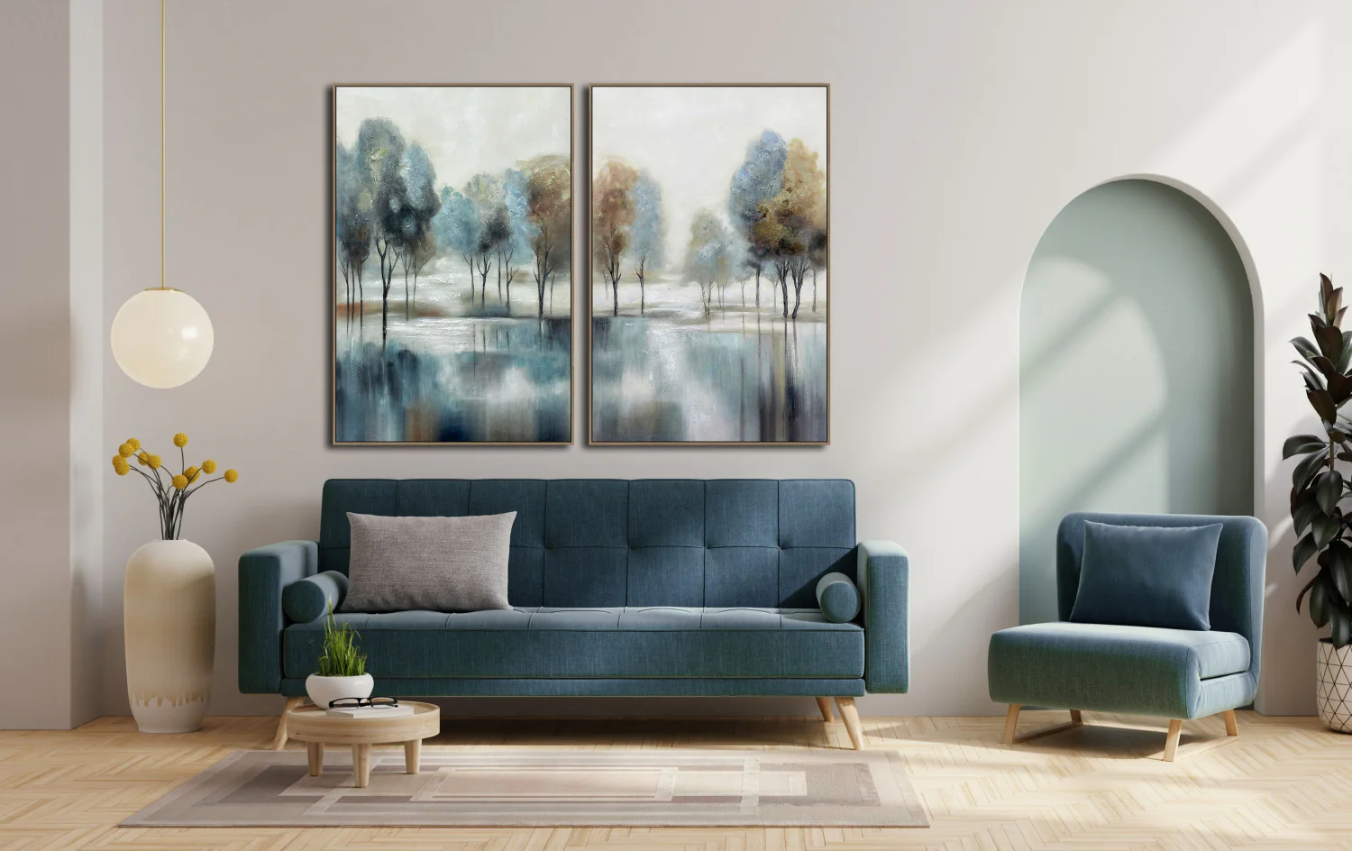 Stillness in Blue II Wall Art - Blue - 45 X 30 - Image 2