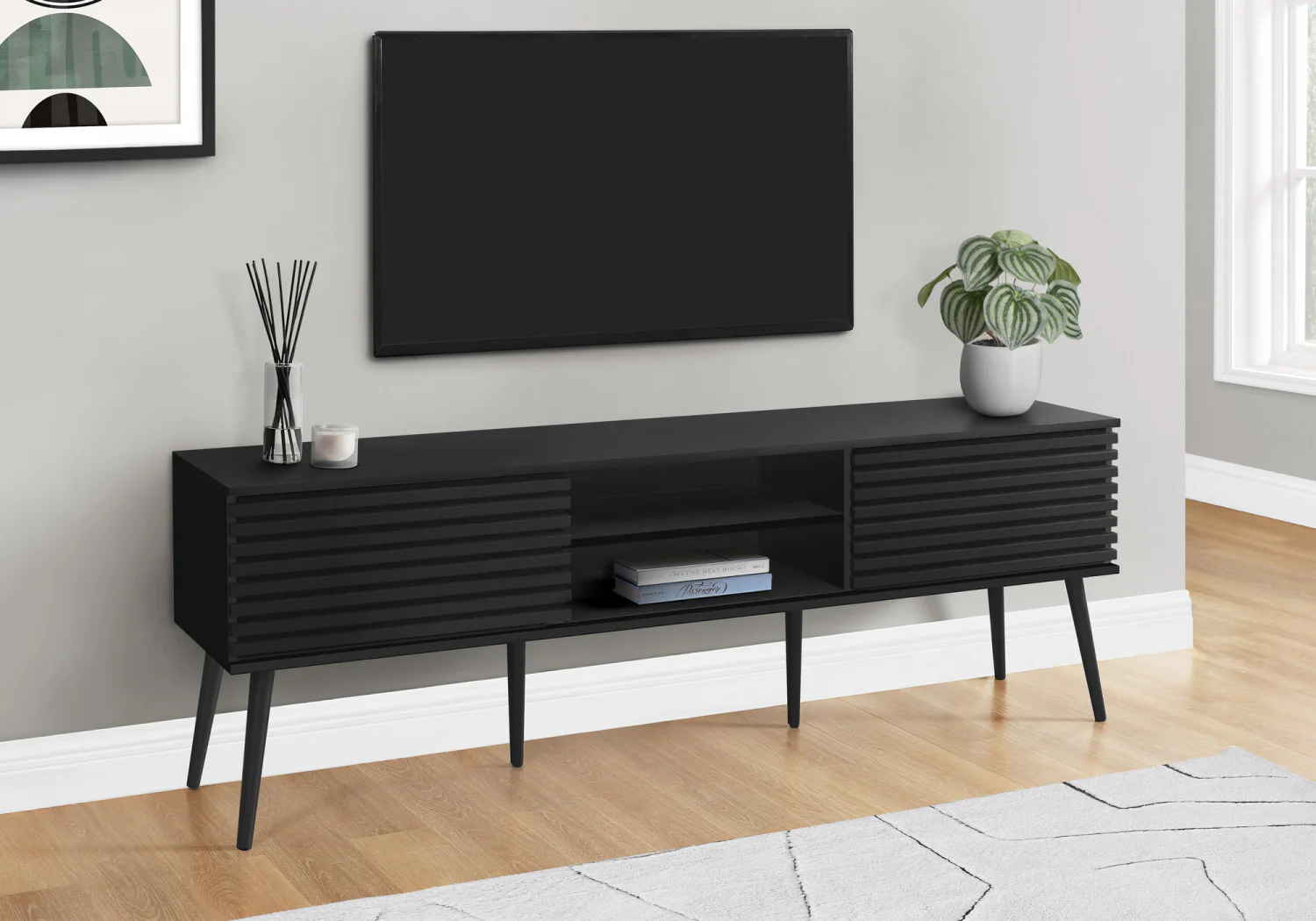 Streamline 71" TV Stand - Black - Image 2