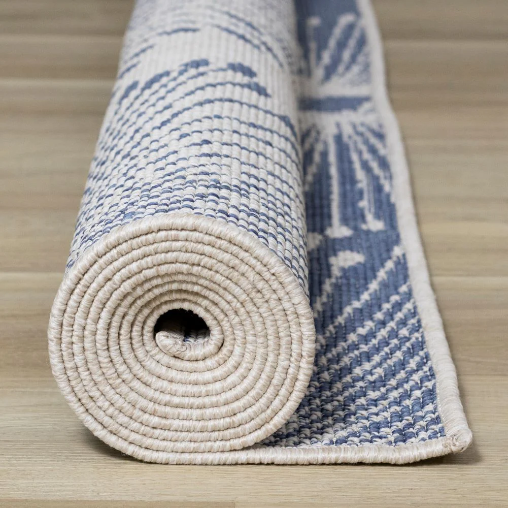 Summer Breeze 5'3" x 7'7" Outdoor Reversible Dandelion Wish Rug - Blue, White - Image 10