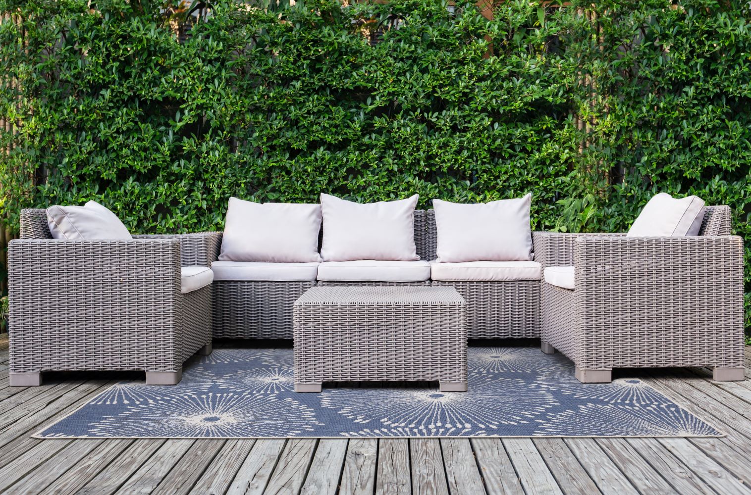 Summer Breeze 5'3" x 7'7" Outdoor Reversible Dandelion Wish Rug - Blue, White - Image 2