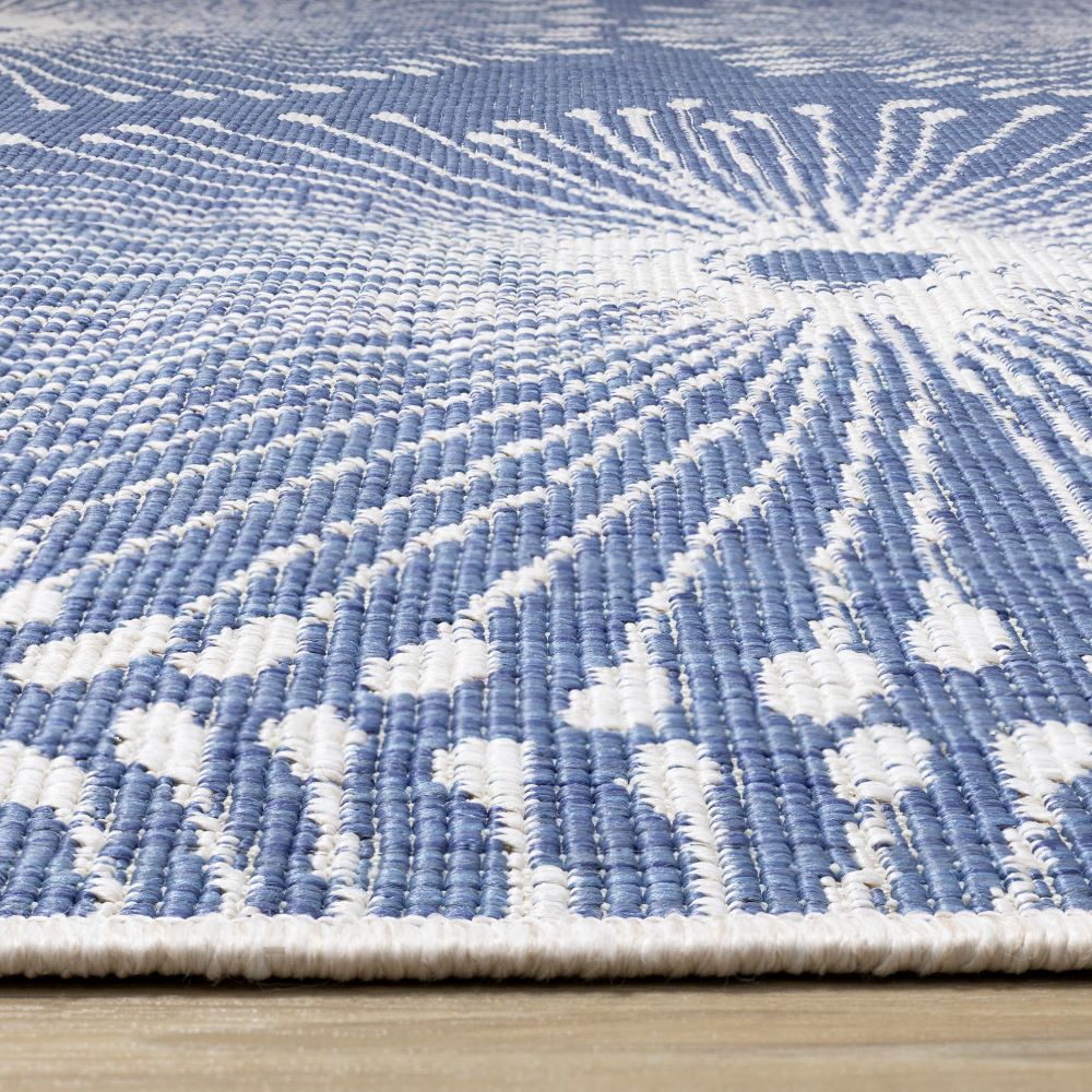 Summer Breeze 5'3" x 7'7" Outdoor Reversible Dandelion Wish Rug - Blue, White - Image 8