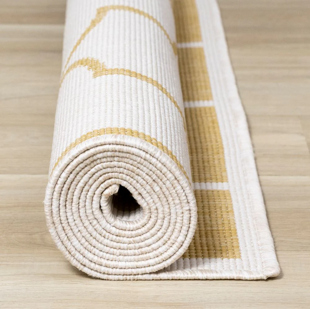 Summer Breeze 5'3" x 7'7" Outdoor Reversible Geometric Rug - Yellow, White - Image 10