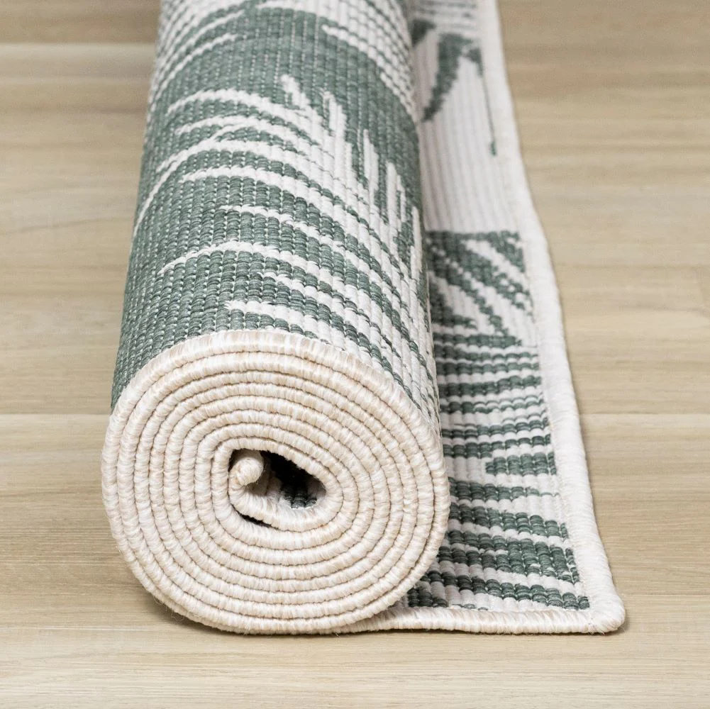 Summer Breeze 5'3" x 7'7" Outdoor Reversible Rug - Green, Leaf Motif - Image 10