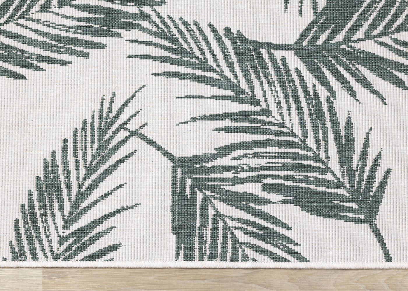 Summer Breeze 5'3" x 7'7" Outdoor Reversible Rug - Green, Leaf Motif - Image 8