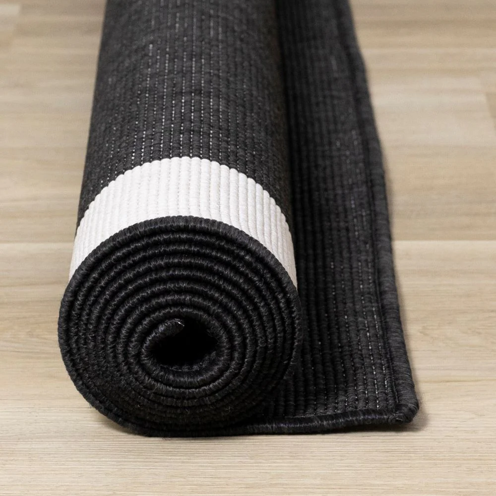 Summer Breeze 5'3" x 7'7" Reversible Outdoor Rug - Cream, Black Border - Image 9