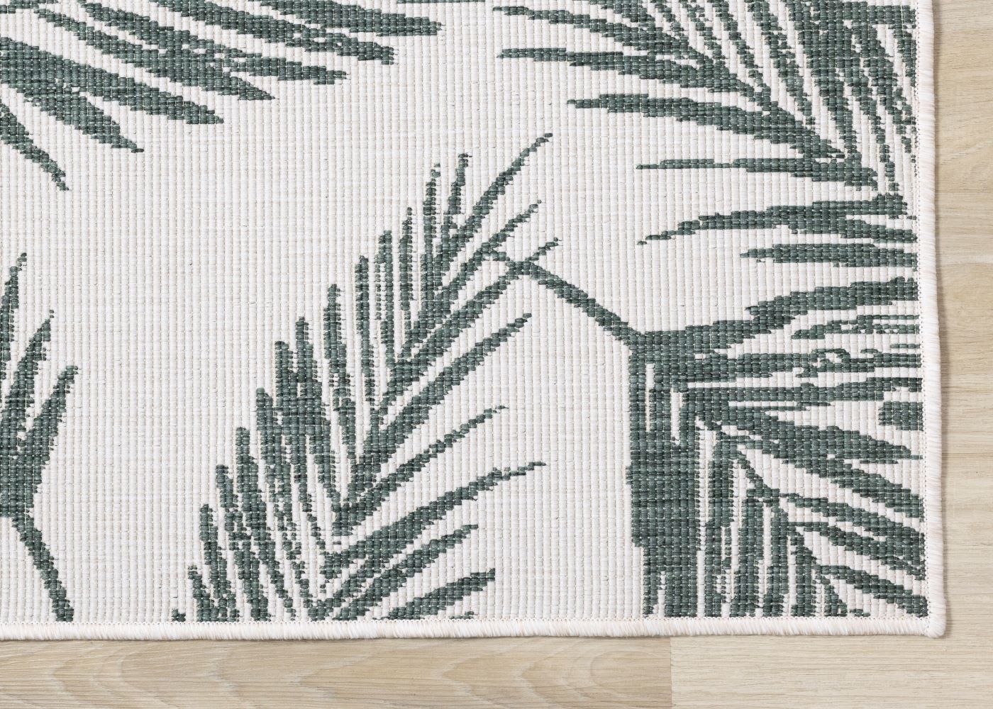 Summer Breeze 6'7" X 9'6" Outdoor Reversible Rug - Green, Leaf Motif - Image 3