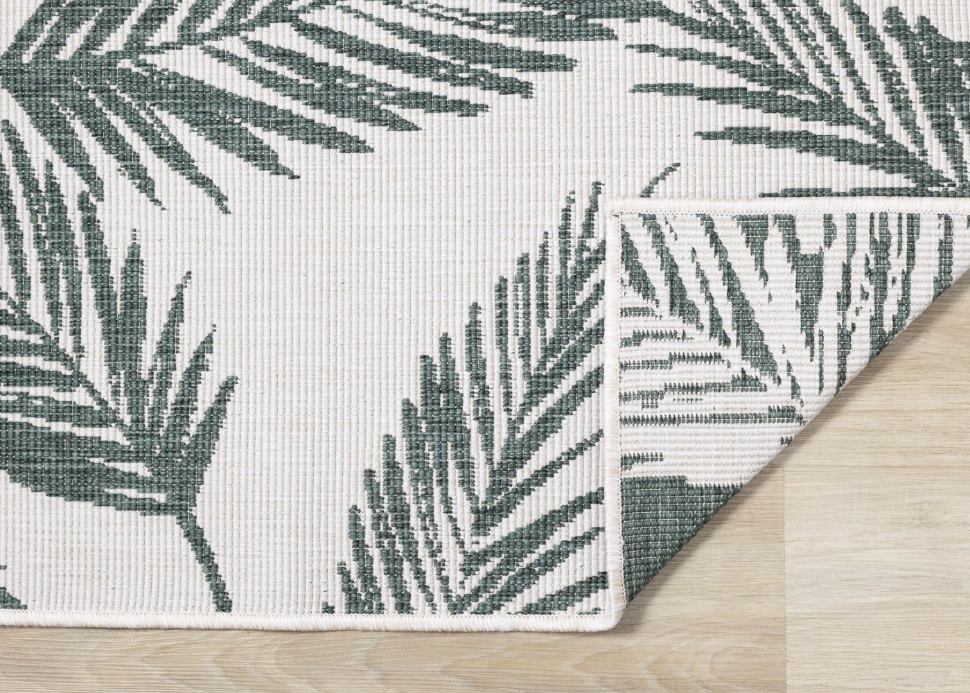 Summer Breeze 6'7" X 9'6" Outdoor Reversible Rug - Green, Leaf Motif - Image 4