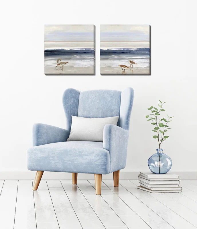 Surf Birds Wall Art - Blue - 16 X 16 - Set of 2 - Image 2