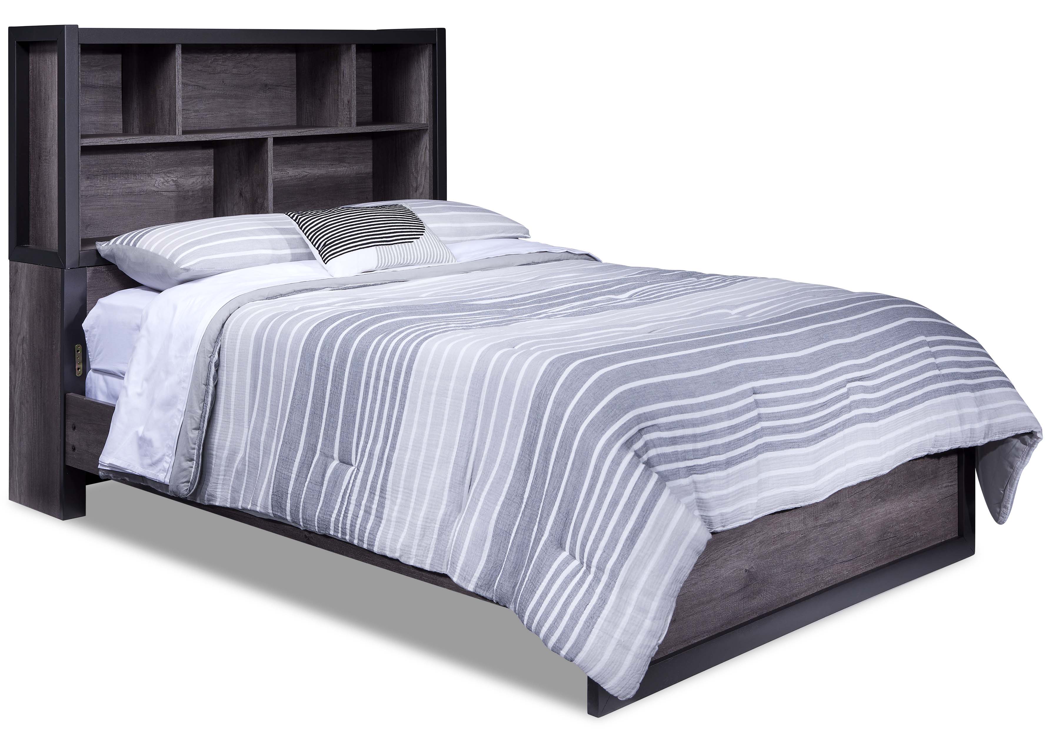 Terra 6-Piece Full Bookcase Bedroom Package - Grey - Image 2