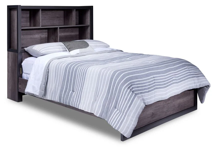 Terra 6-Piece Twin Bookcase Bedroom Package - Grey - Image 2
