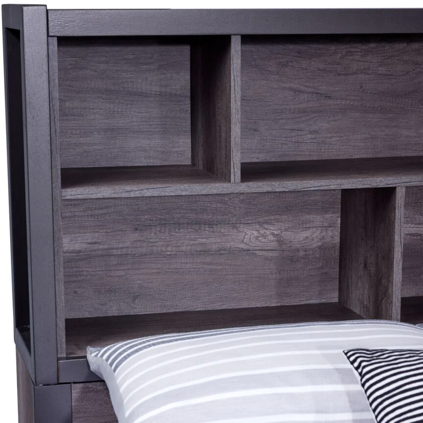 Terra 6-Piece Twin Bookcase Bedroom Package - Grey - Image 4