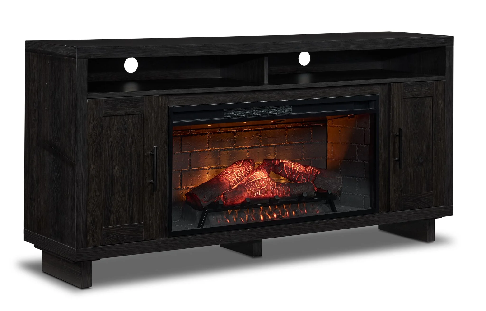 Tessan 3-Piece Fireplace Entertainment Wall Unit – Dark Grey, Brown - Image 3