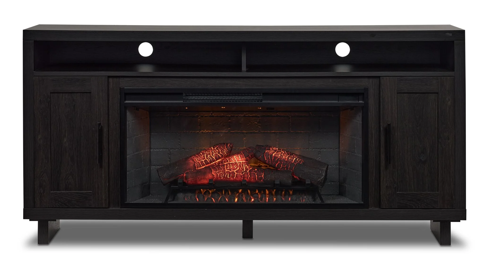 Tessan 64" Fireplace Media Console – Dark Grey, Brown - Image 2