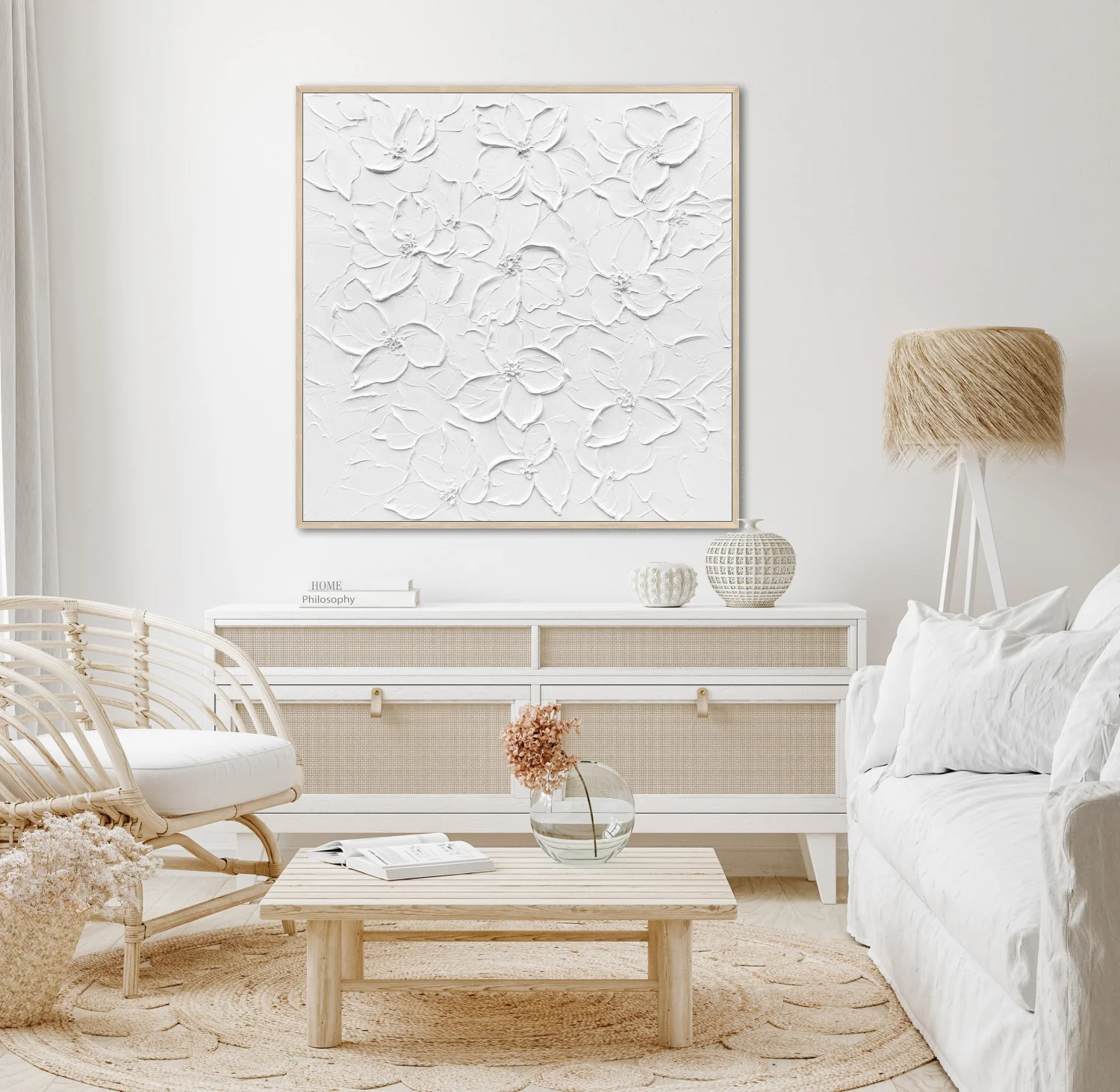 Textured Petals Wall Art - White - 36 X 36 - Image 2