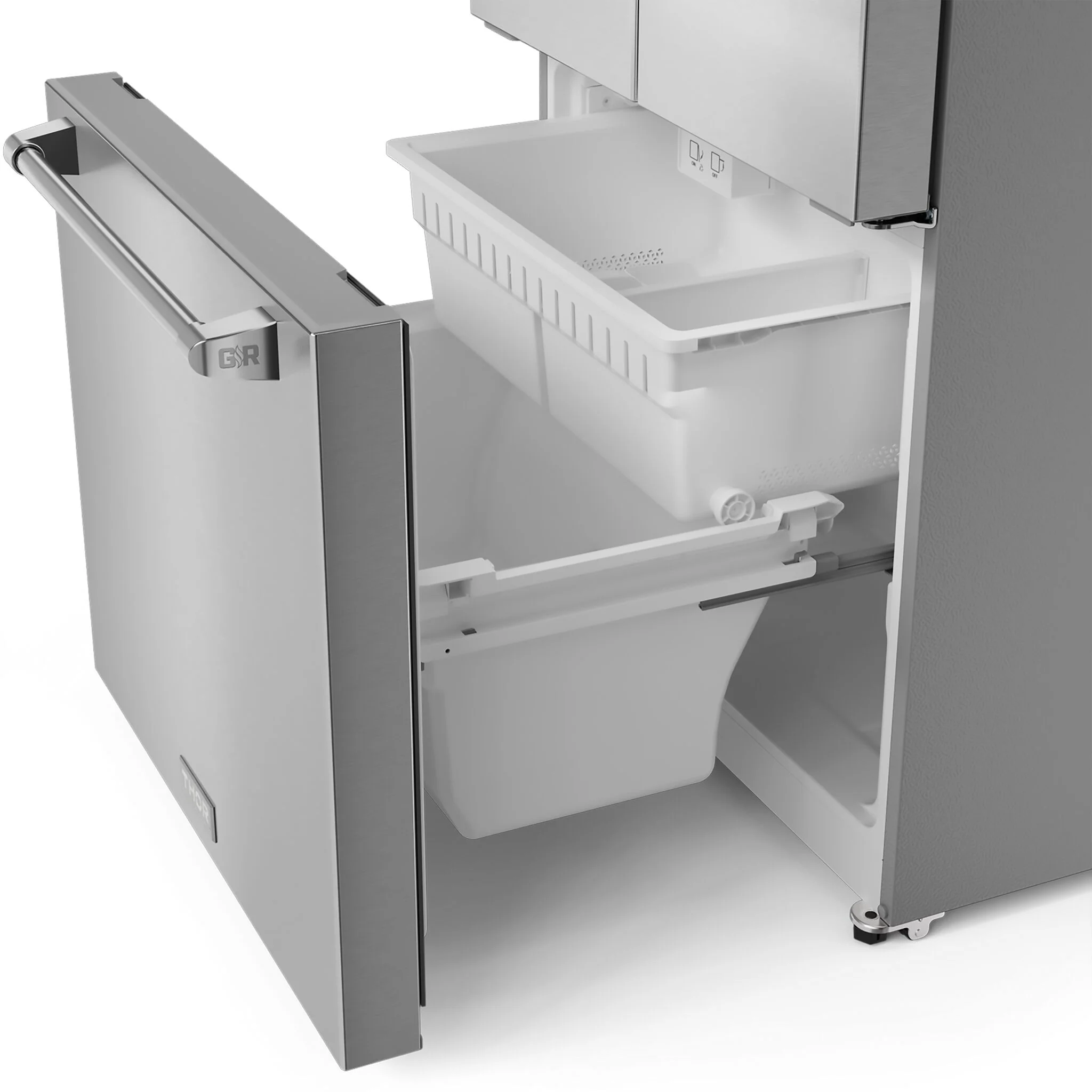Thor Kitchen - Gordon Ramsay Collection 30" 17.5 Cu. Ft. Stainless Steel Counter-Depth French Door Refrigerator with Ice Maker - RF3017FFD99 - Image 3