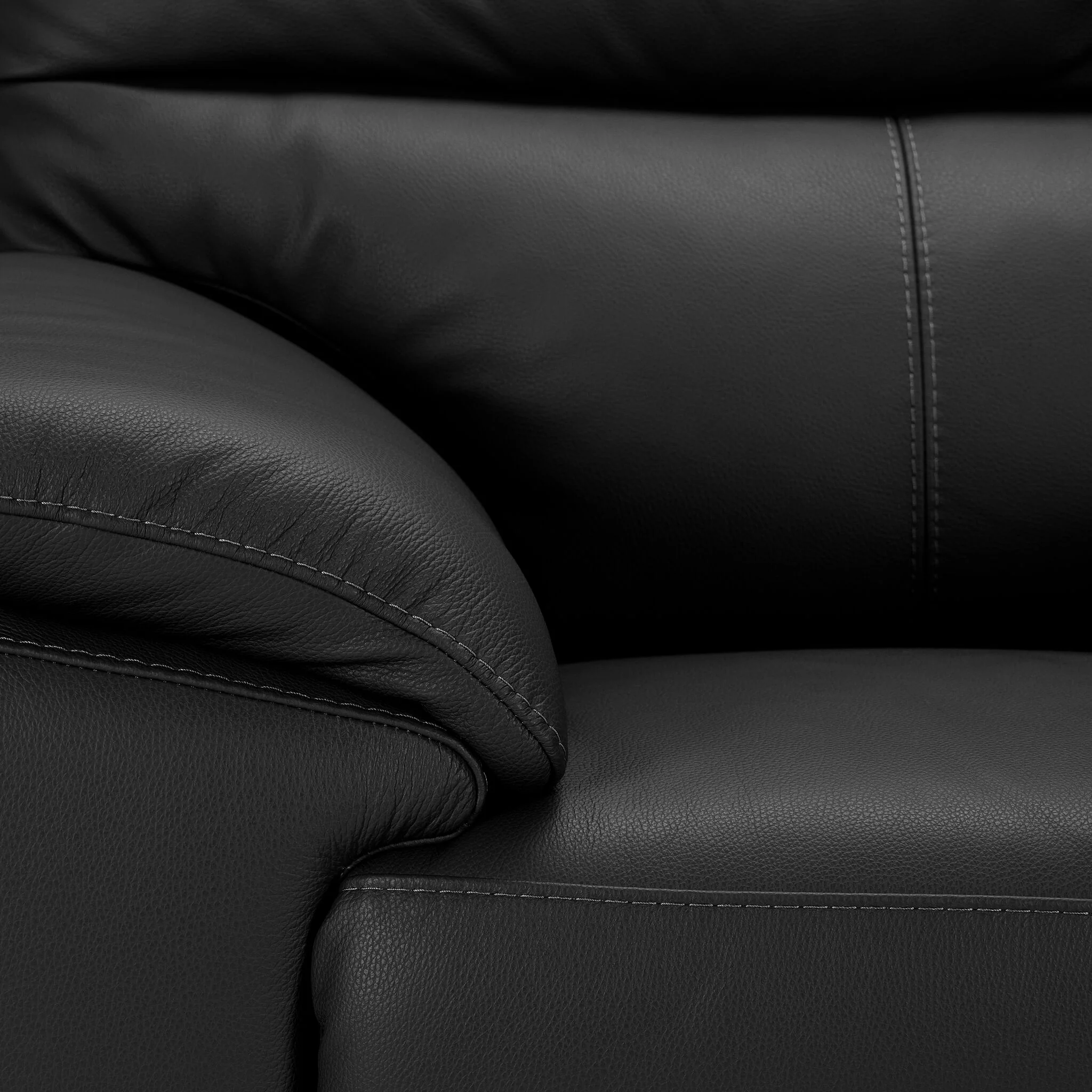 Toscana Leather Sofa, Loveseat and Chair Set - Black - Image 5