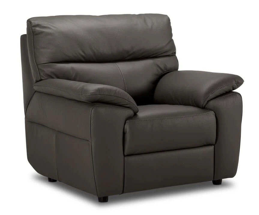 Toscana Leather Sofa, Loveseat and Chair Set - Dark Grey - Image 4