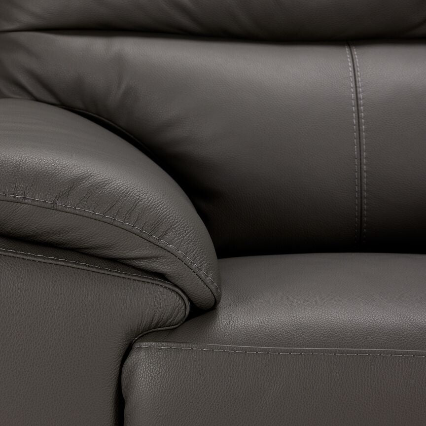 Toscana Leather Sofa, Loveseat and Chair Set - Dark Grey - Image 5