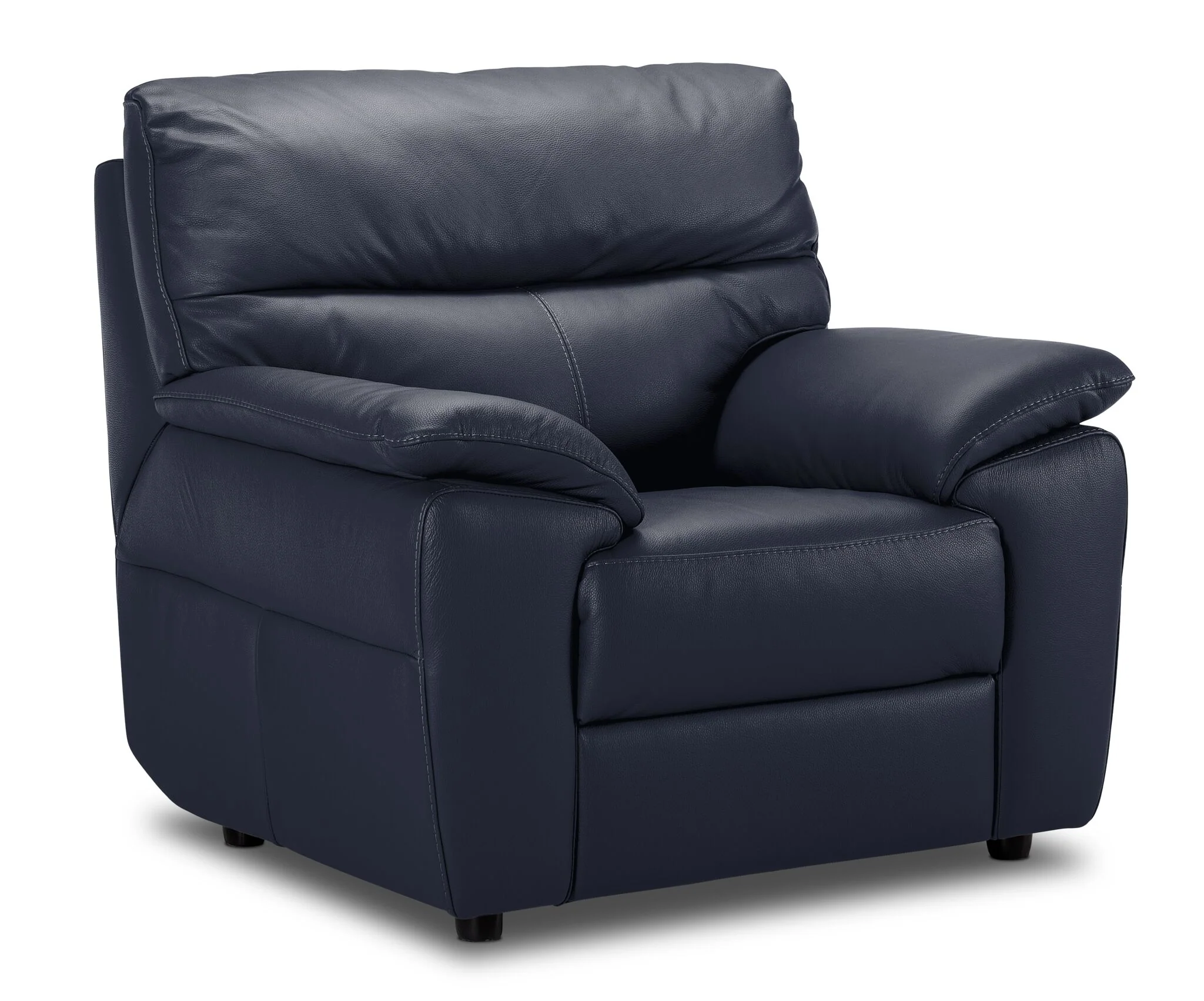Toscana Leather Sofa, Loveseat and Chair Set - Navy Blue - Image 4