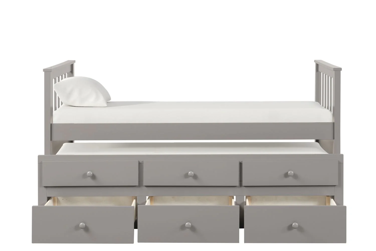 Trudy 3-Piece Twin Captain Bed with Trundle - Grey - Image 5