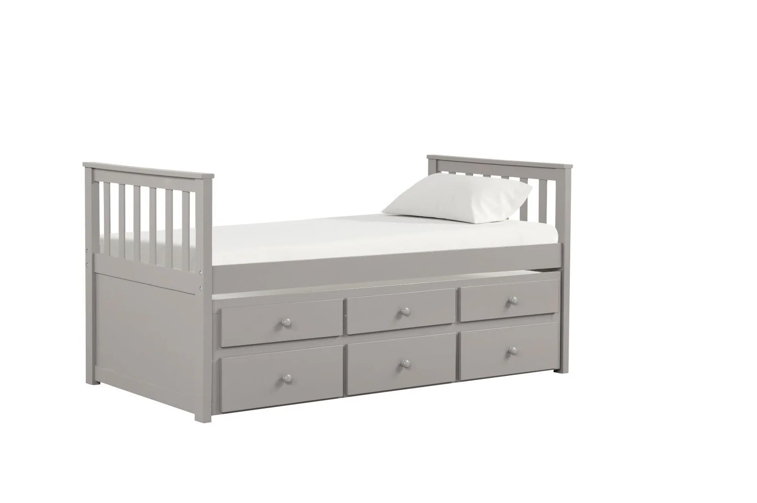 Trudy 5-Piece Twin Captain Bedroom Package with Trundle - Grey - Image 2