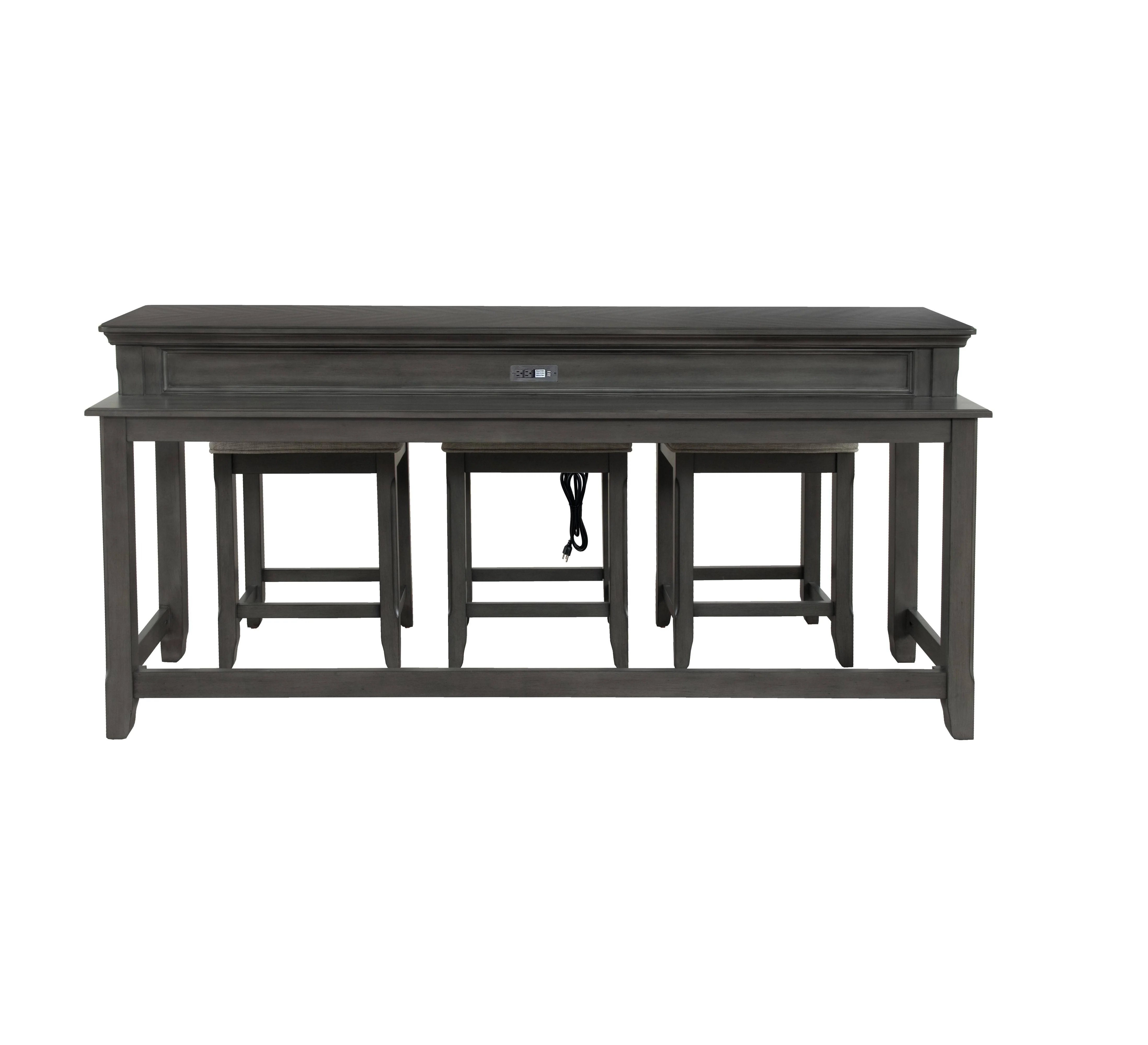 Turner 4-Piece Sofa Table with Stools - Grey - Image 2