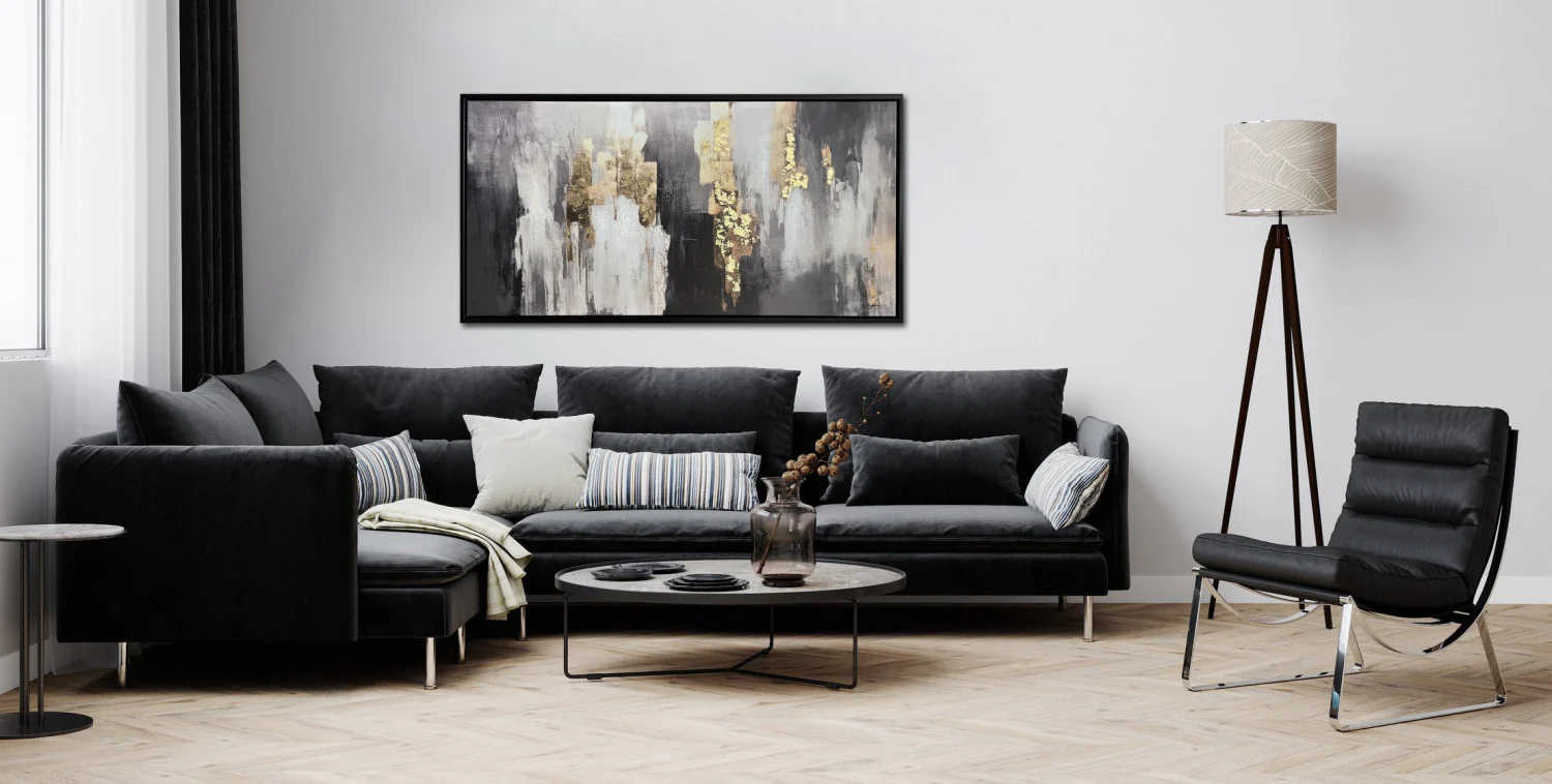 Urban Luxe Wall Art - Black/White/Gold - 28 X 56 - Image 2