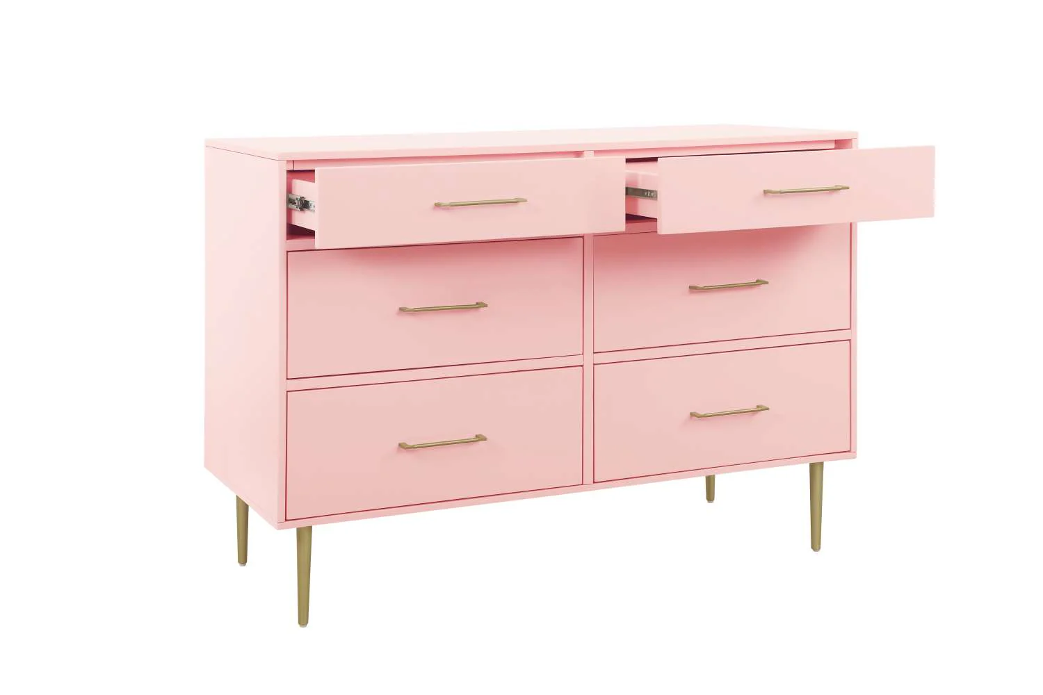 Valerie Glam 6-Drawer Dresser - Light Pink - Image 4