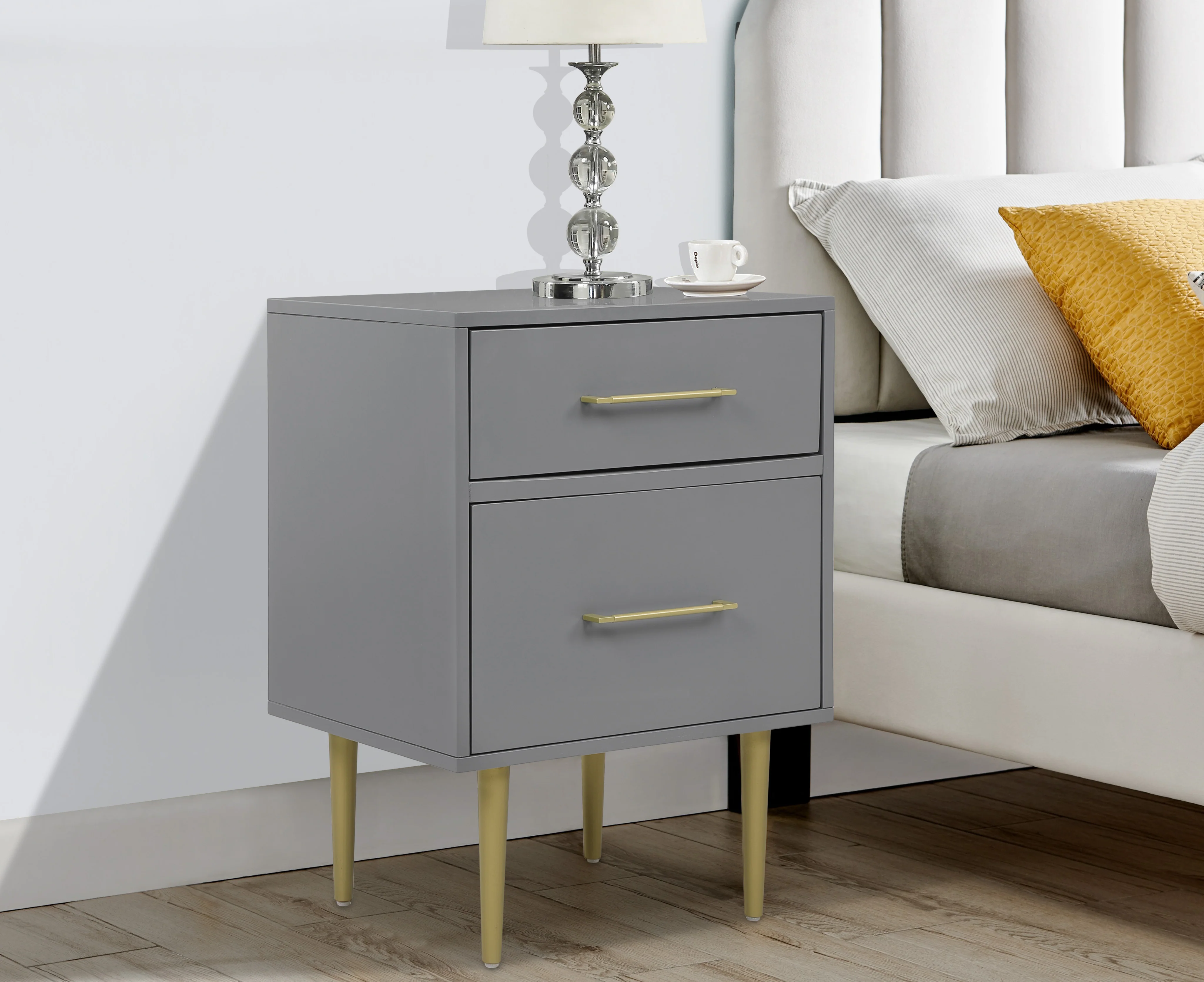 Valerie Glam Night Table - Dark Grey - Image 2